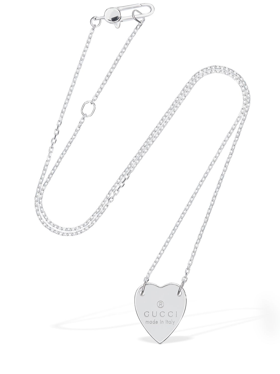 Shop Gucci 48cm  Heart Necklace In Silver