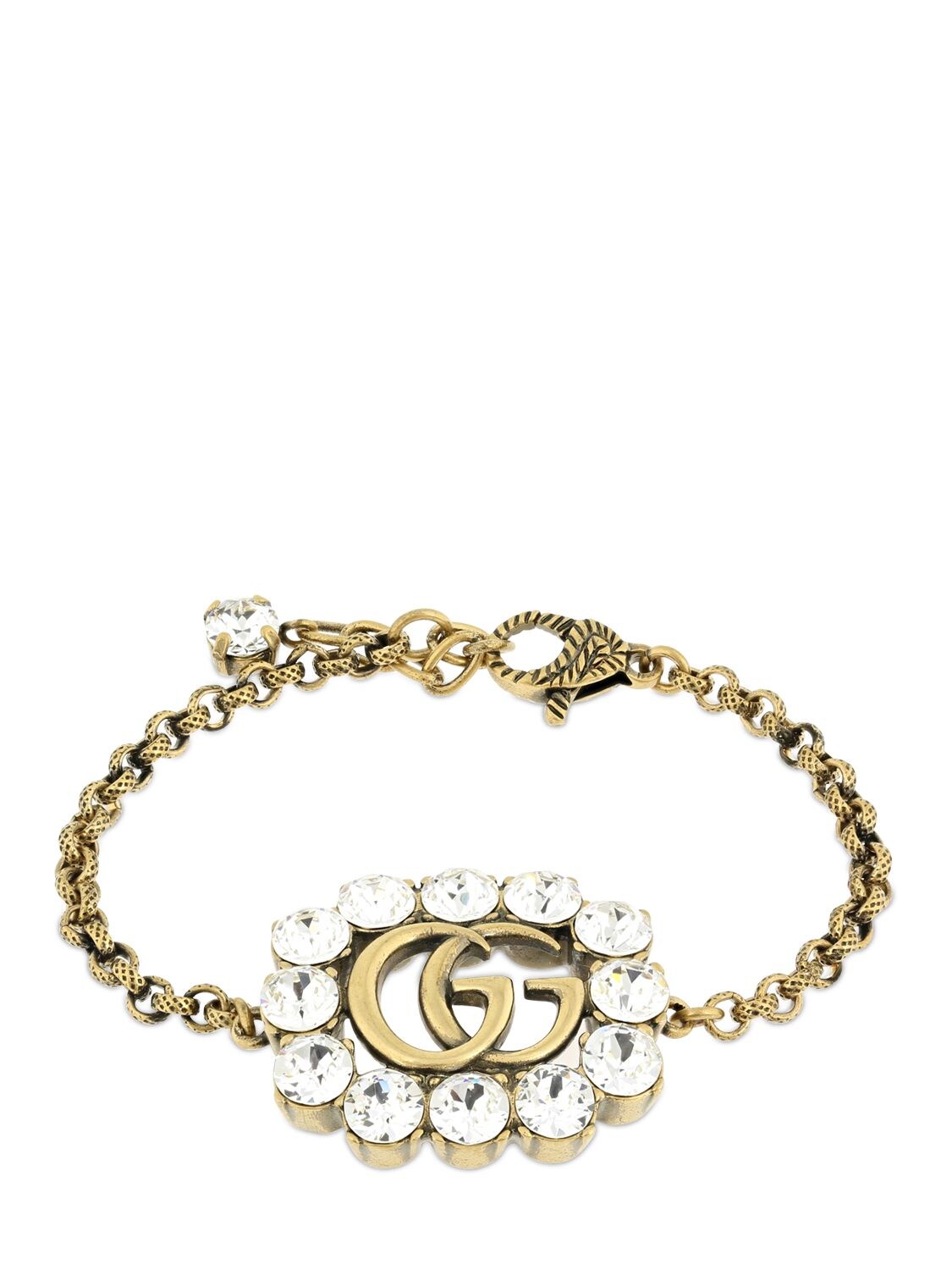 Gucci Gg Marmont Crystal Bracelet In Gold,crystal