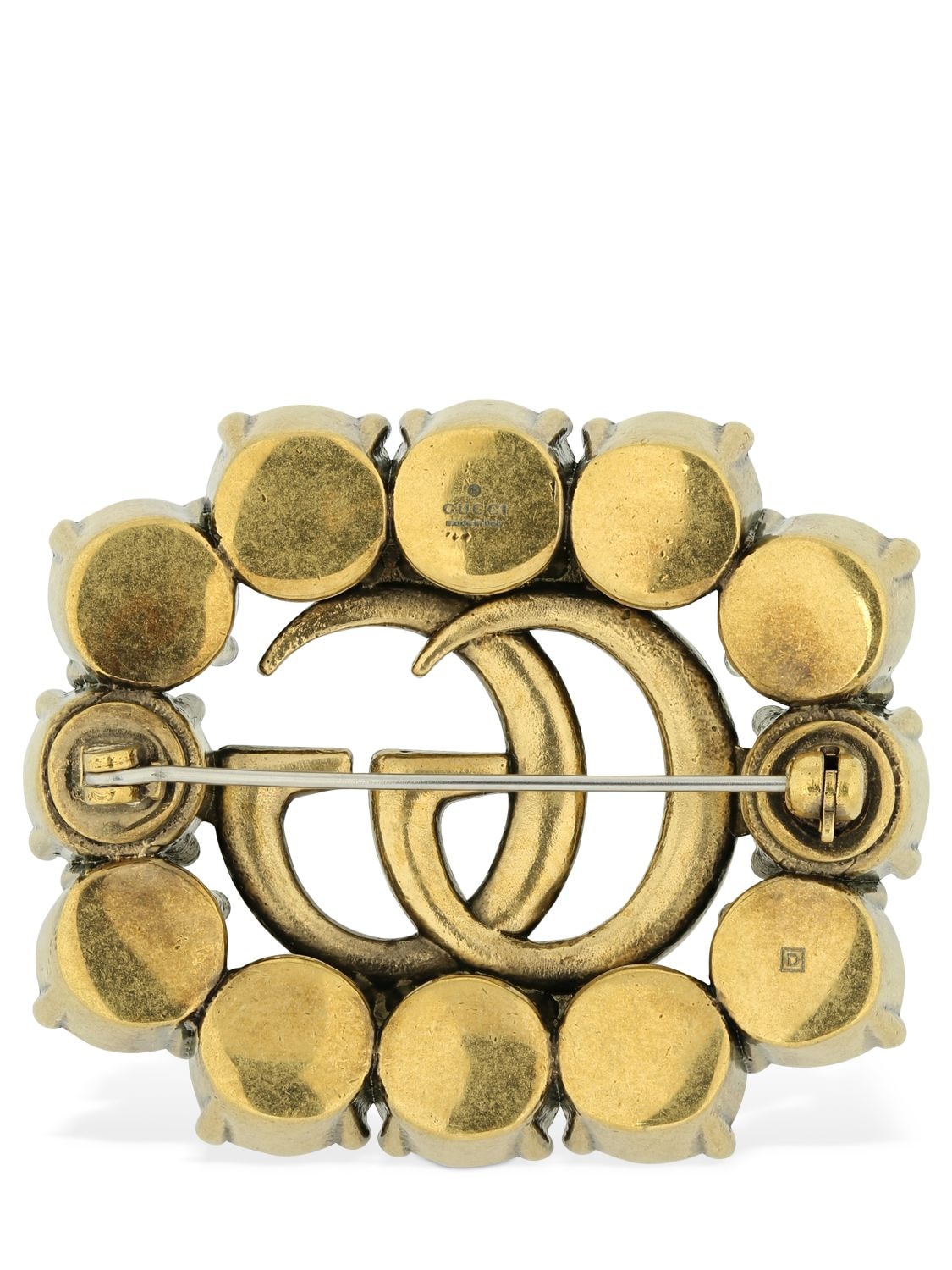 Shop Gucci Gg Marmont Crystal Brooch In Silver