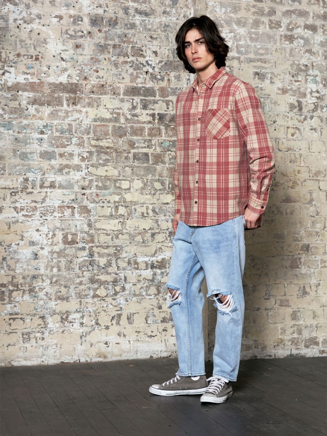 The People Vs Check Cotton Shirt In Red,beige,white