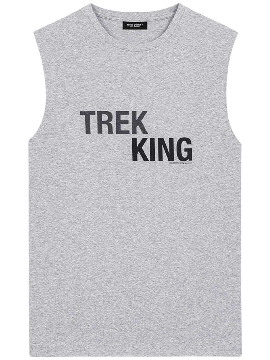 Ron Dorff Trek King Print Cotton Tank Top In Grey