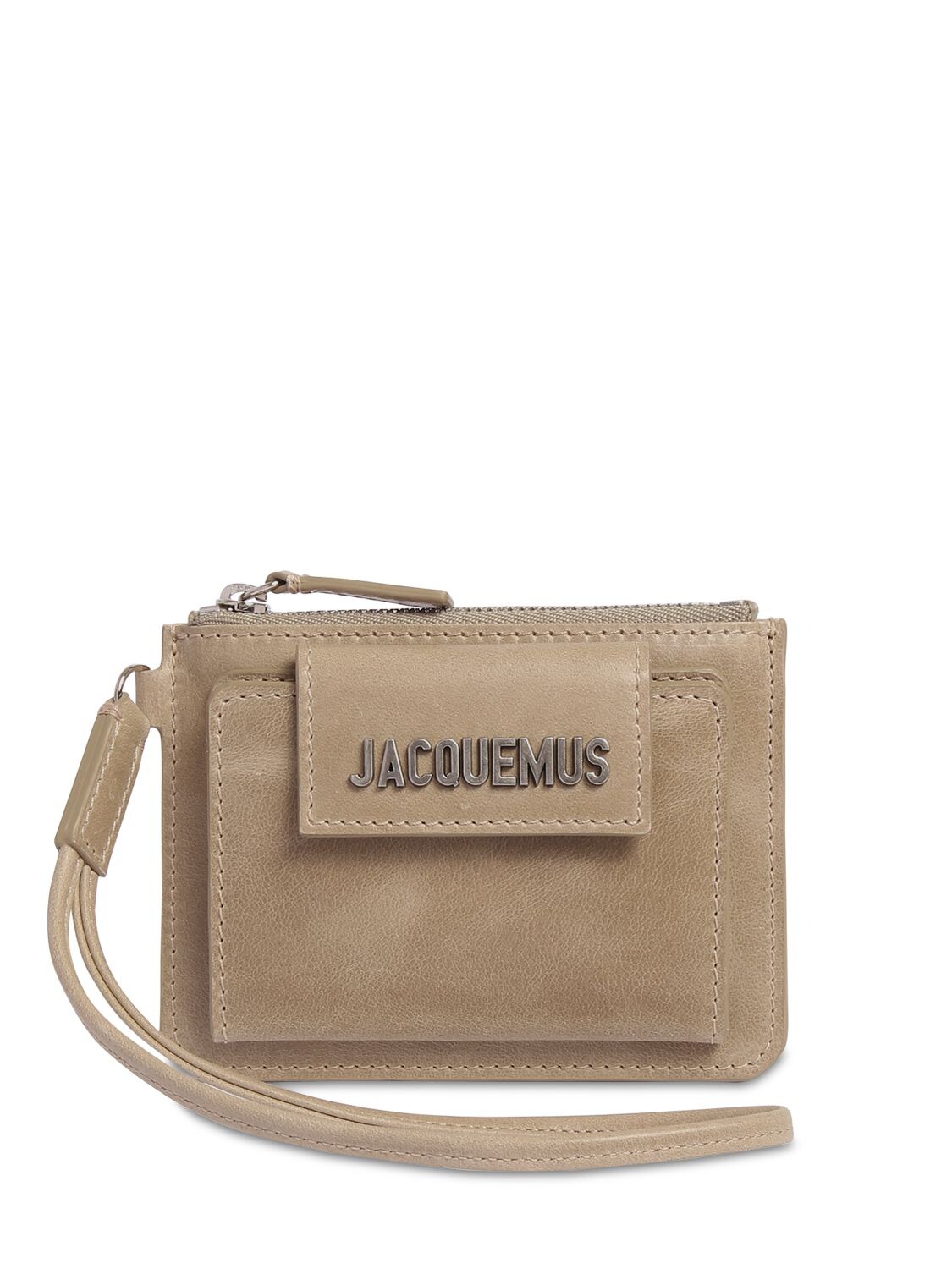 Jacquemus Le Porte Olive Leather Coin Purse In Beige