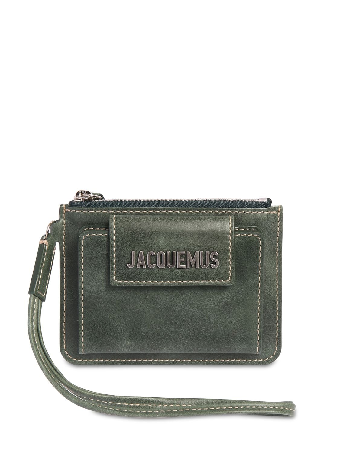 Jacquemus Le Porte Olive Leather Coin Purse In Green
