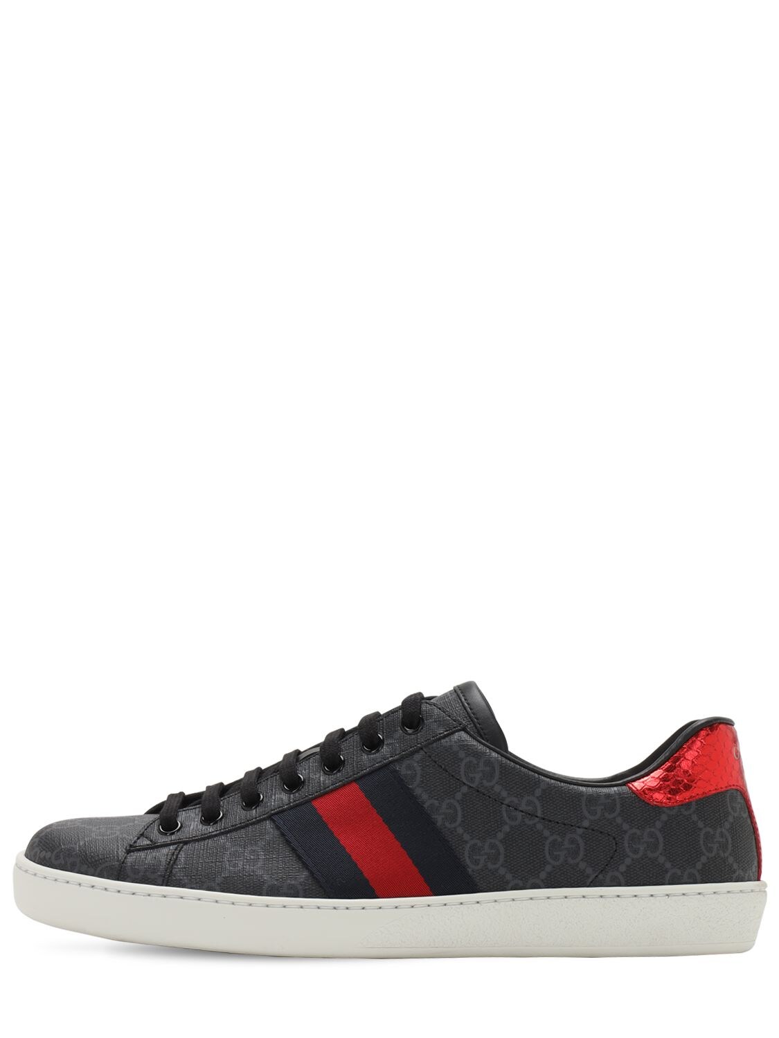 Shop Gucci New Ace Coated Gg Supreme Sneakers In Black