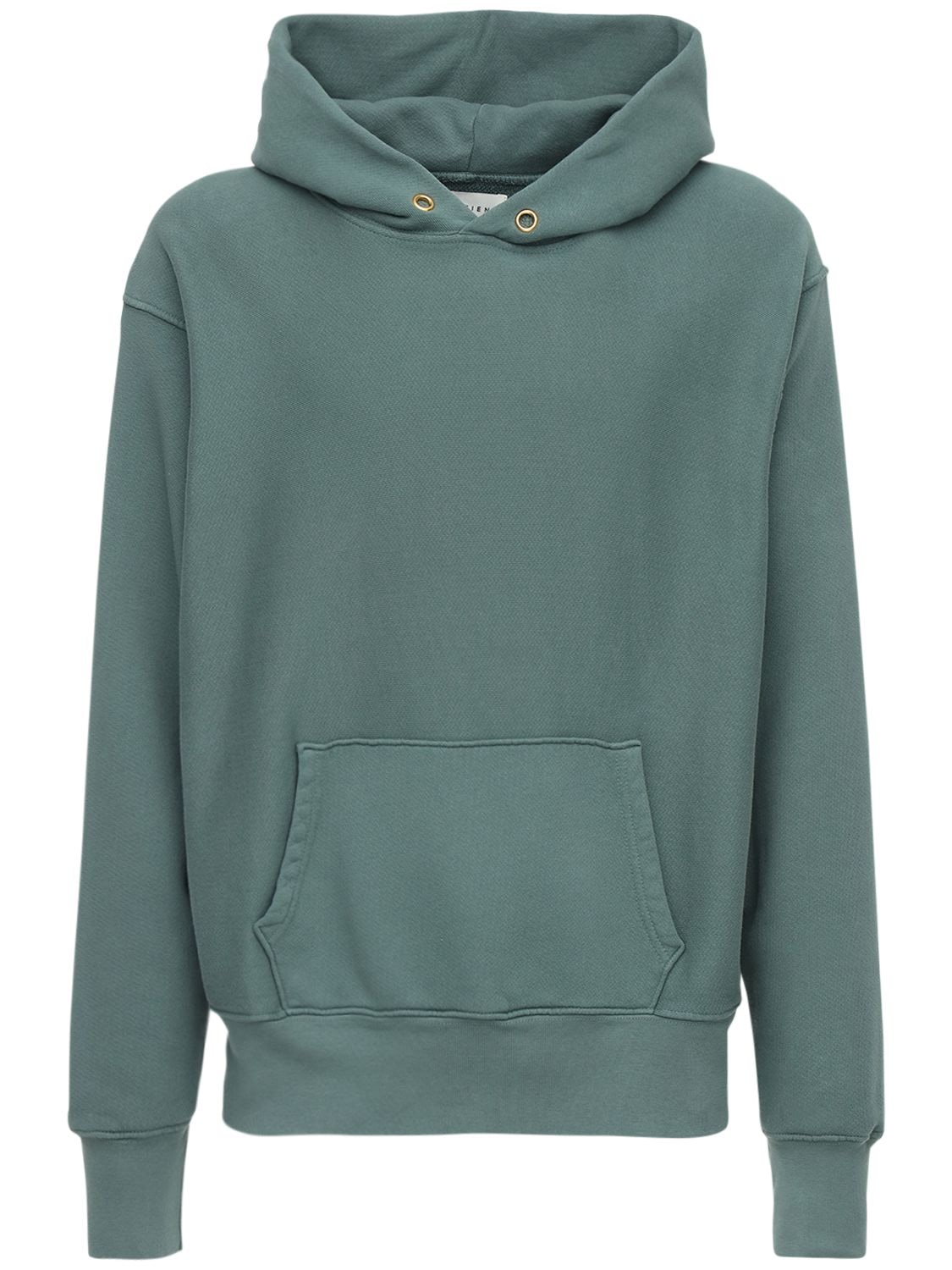 Les Tien Cropped Cotton Sweatshirt Hoodie In Grey,green