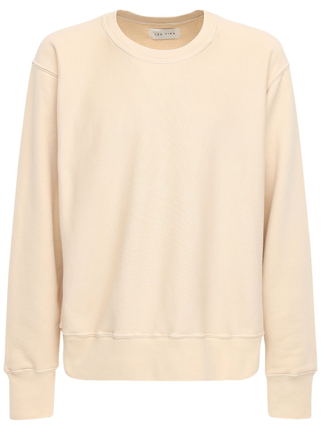 Les Tien Cropped Cotton Sweatshirt In Beige