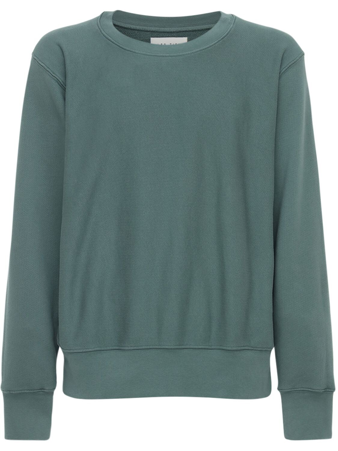 Les Tien Cropped Cotton Sweatshirt In Green,grey