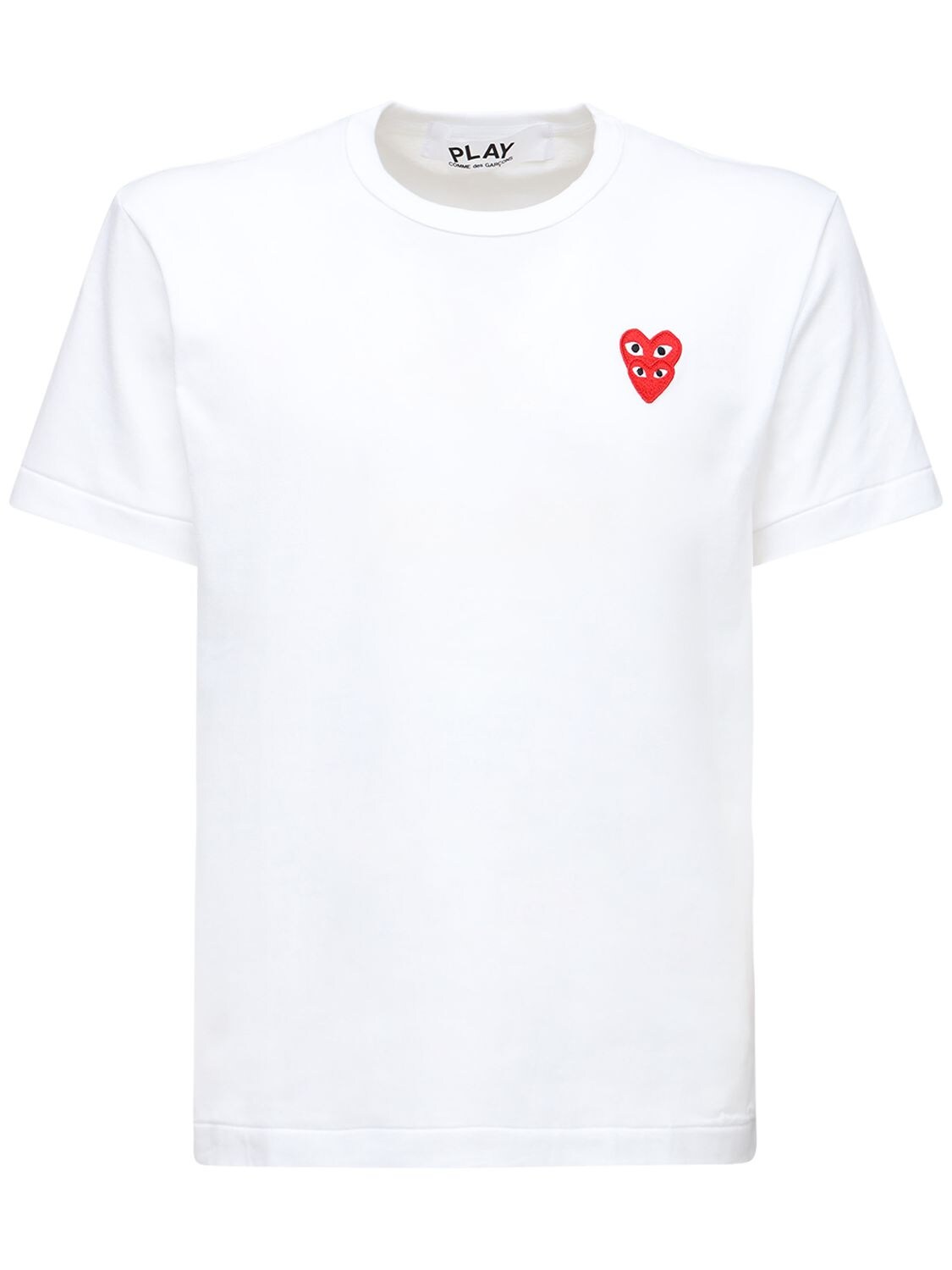 Comme Des Garçons Play Double Hearts Patch Jersey T-shirt In White