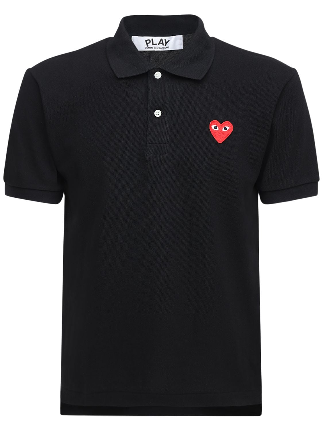 Comme Des Garçons Play Heart Patch Cotton Polo Shirt In Black