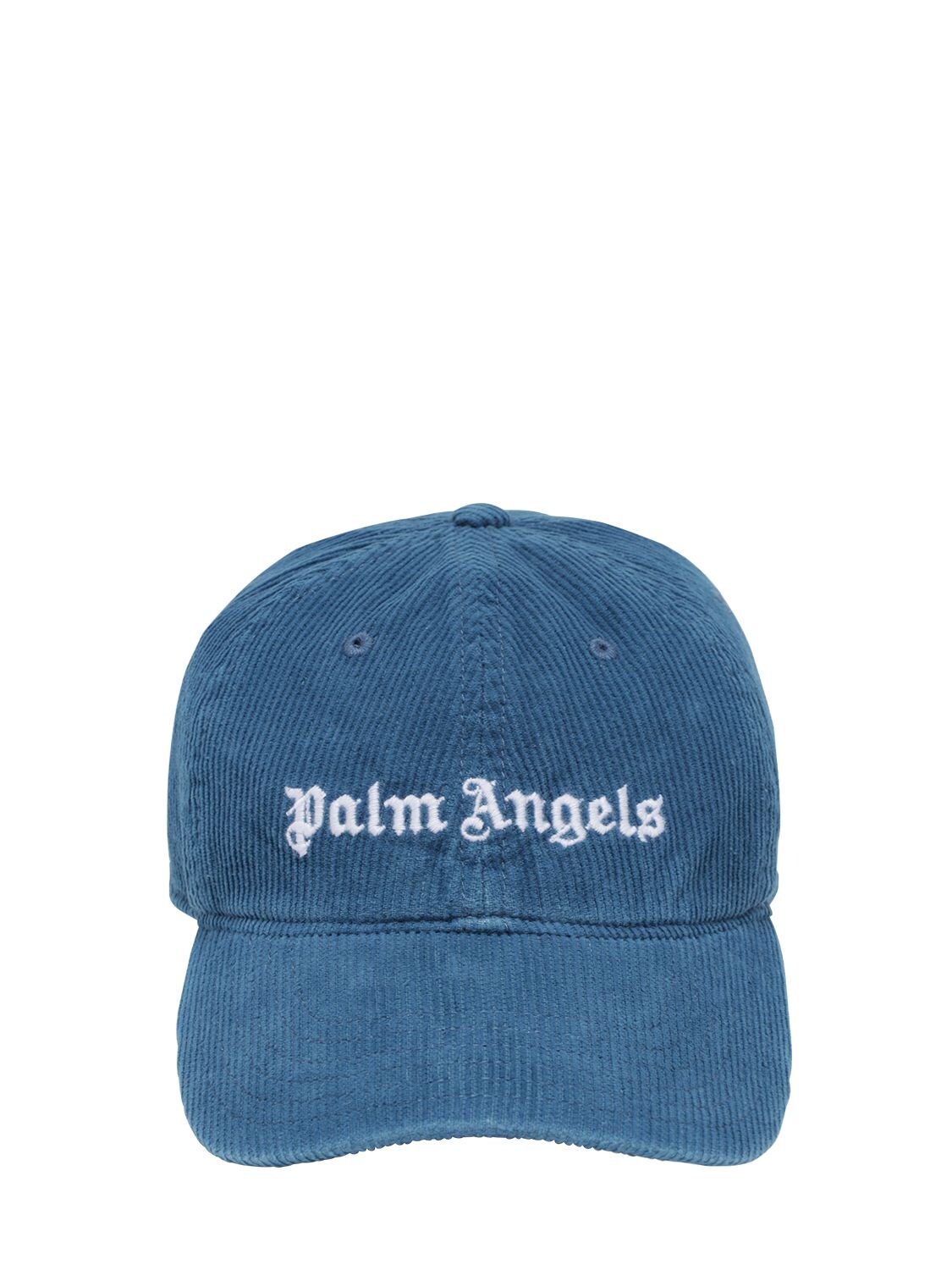 Palm Angels Logo Embroidered Corduroy Cap In Light Blue | ModeSens