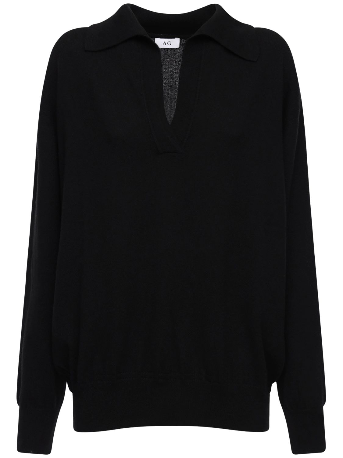Ag V Neck Cashmere Knit Sweater In Black