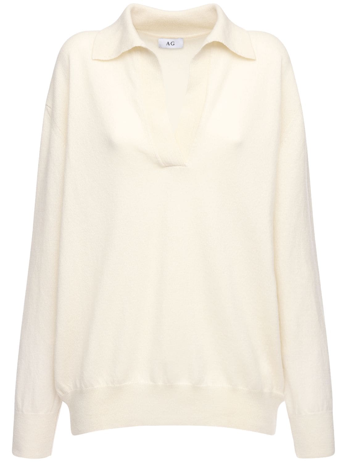 Ag V Neck Cashmere Knit Sweater In Ivory