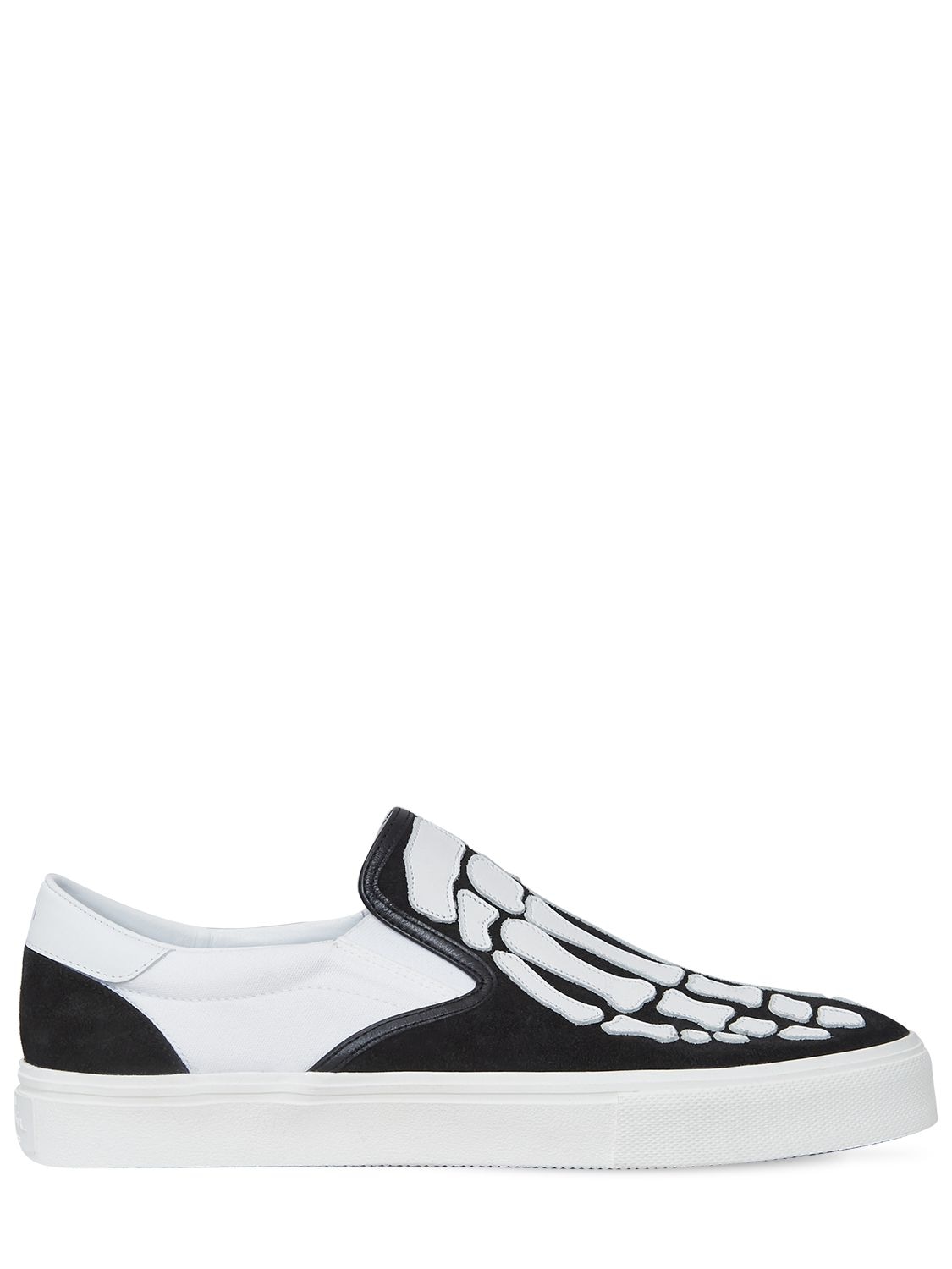 Amiri Bones Low-top Canvas Loafers In Black,white | ModeSens