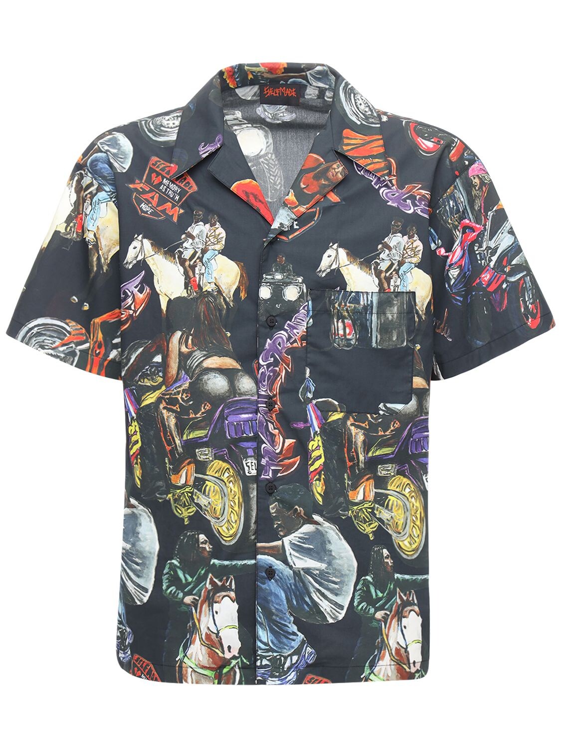 Self Made All Over Print Cotton Bowling Shirt In Multicolor | ModeSens