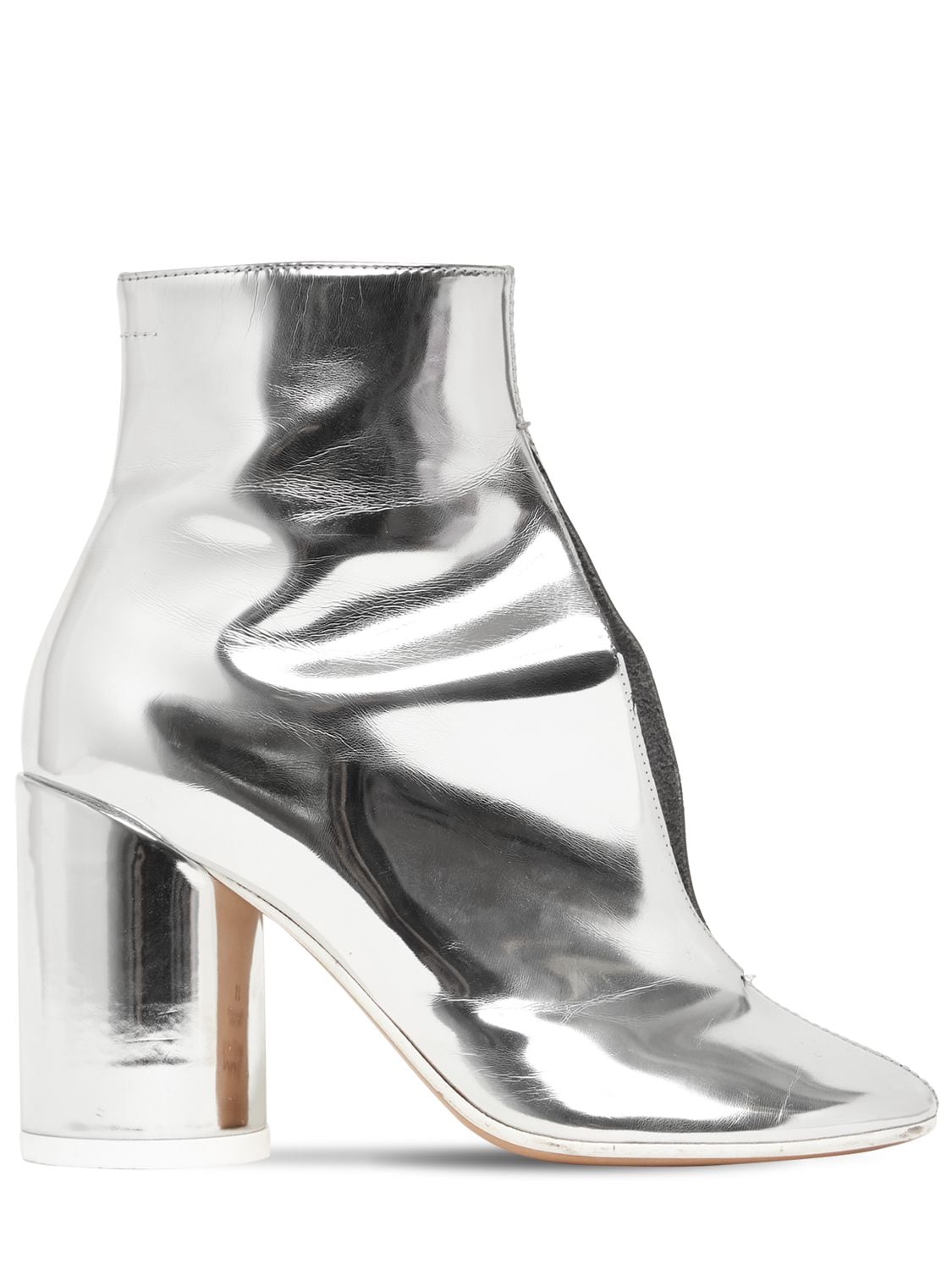 90mm Metallic Leather Ankle Boots