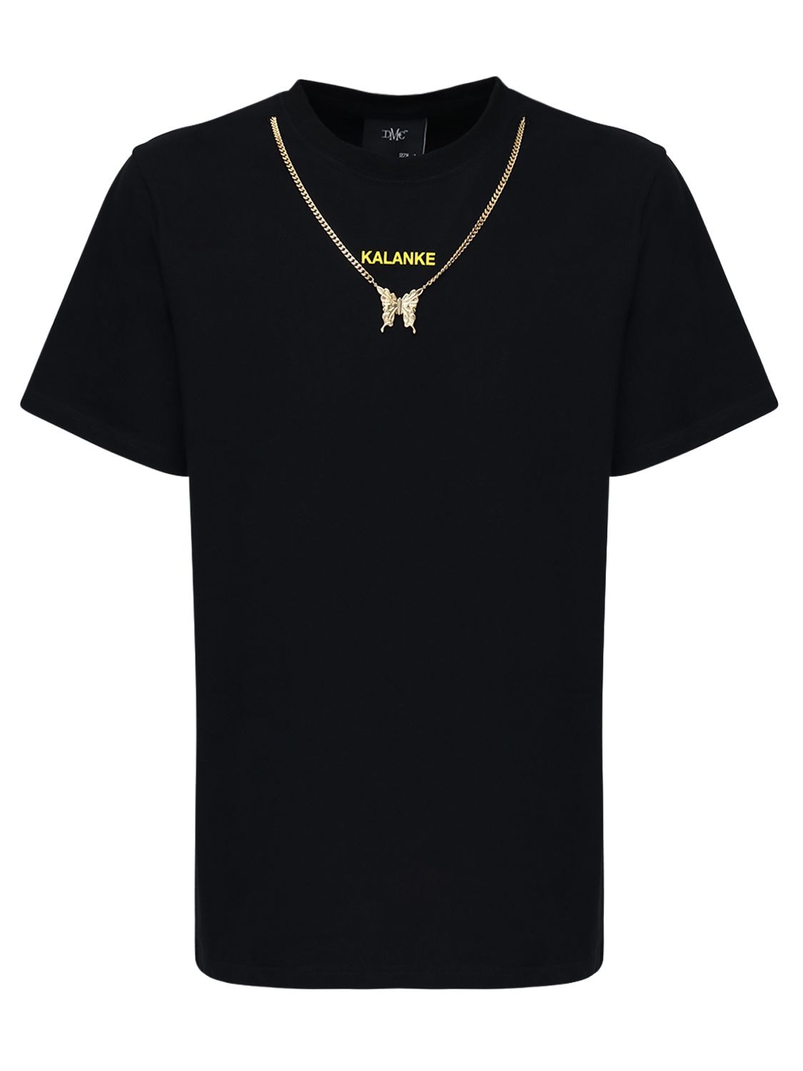 Dmckal Cotton T-shirt W/ Logo Necklace In Black