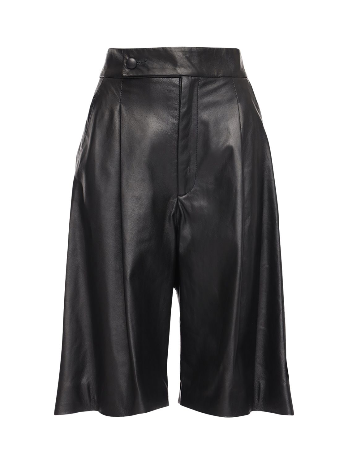 Nynne - Maud leather bermuda shorts - Black | Luisaviaroma