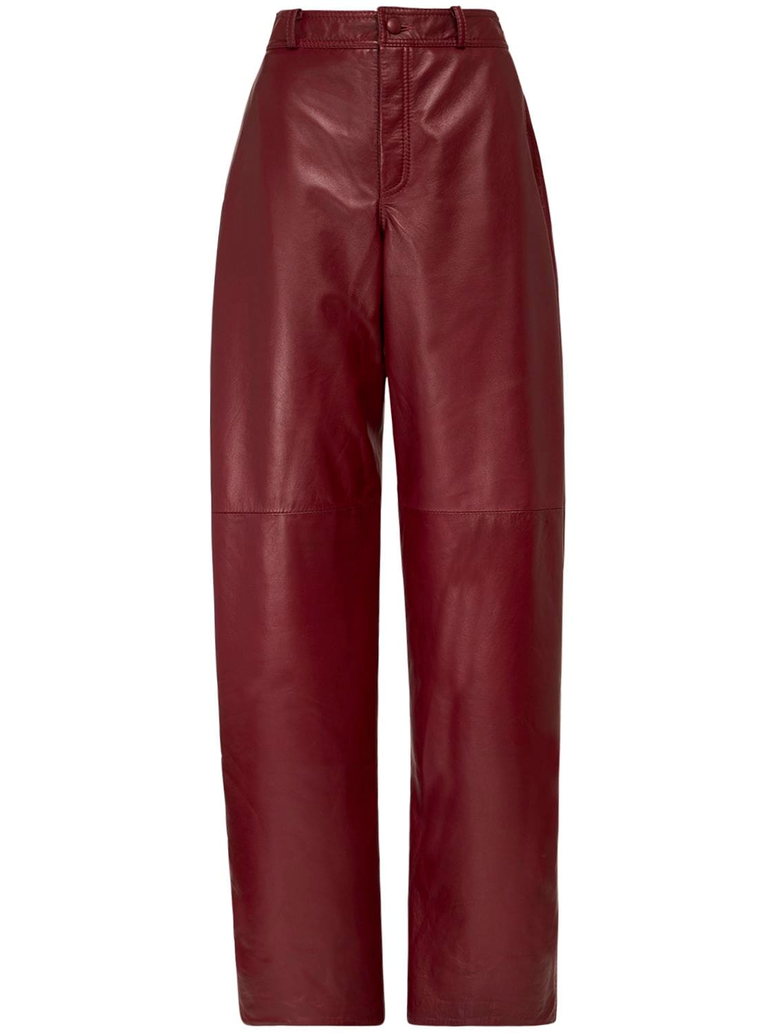 Nynne Briony High Waist Leather Pants In Bordeaux