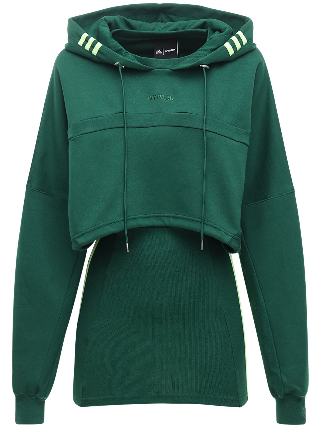 Adidas X Ivy Park Ivy Park Hooded Cotton Blend Dress In Dark Green ...