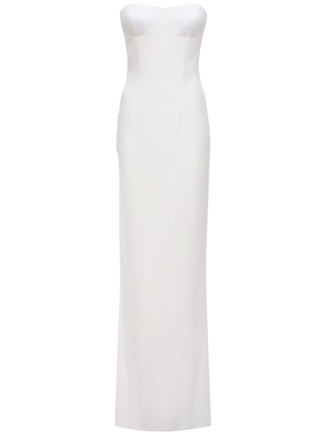 Monot Deep Slit Long Bustier Dress In White