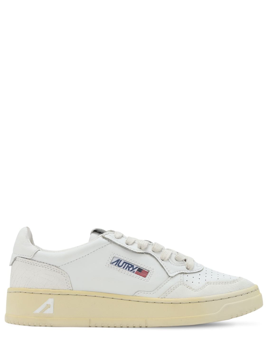 Autry Virgin Leather Cracklè Low Sneakers In White