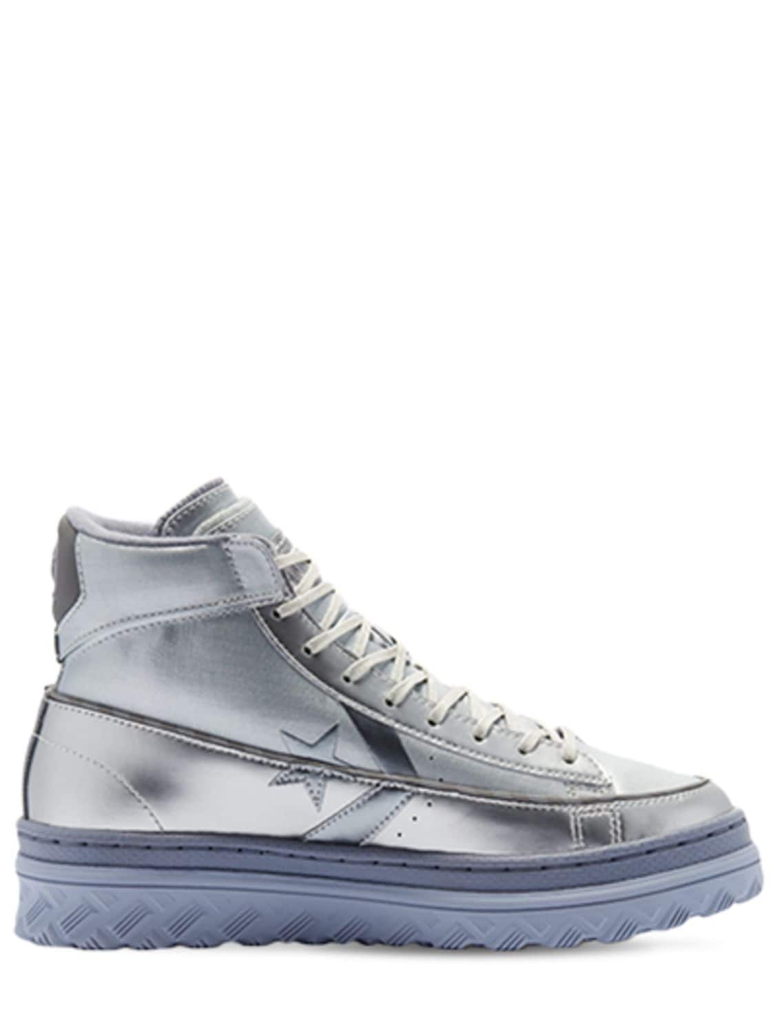 Converse Pro Leather Hacked Trainers In Silver
