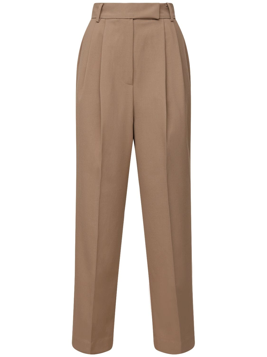 The Frankie Shop Bea Twill Straight Trousers In Beige