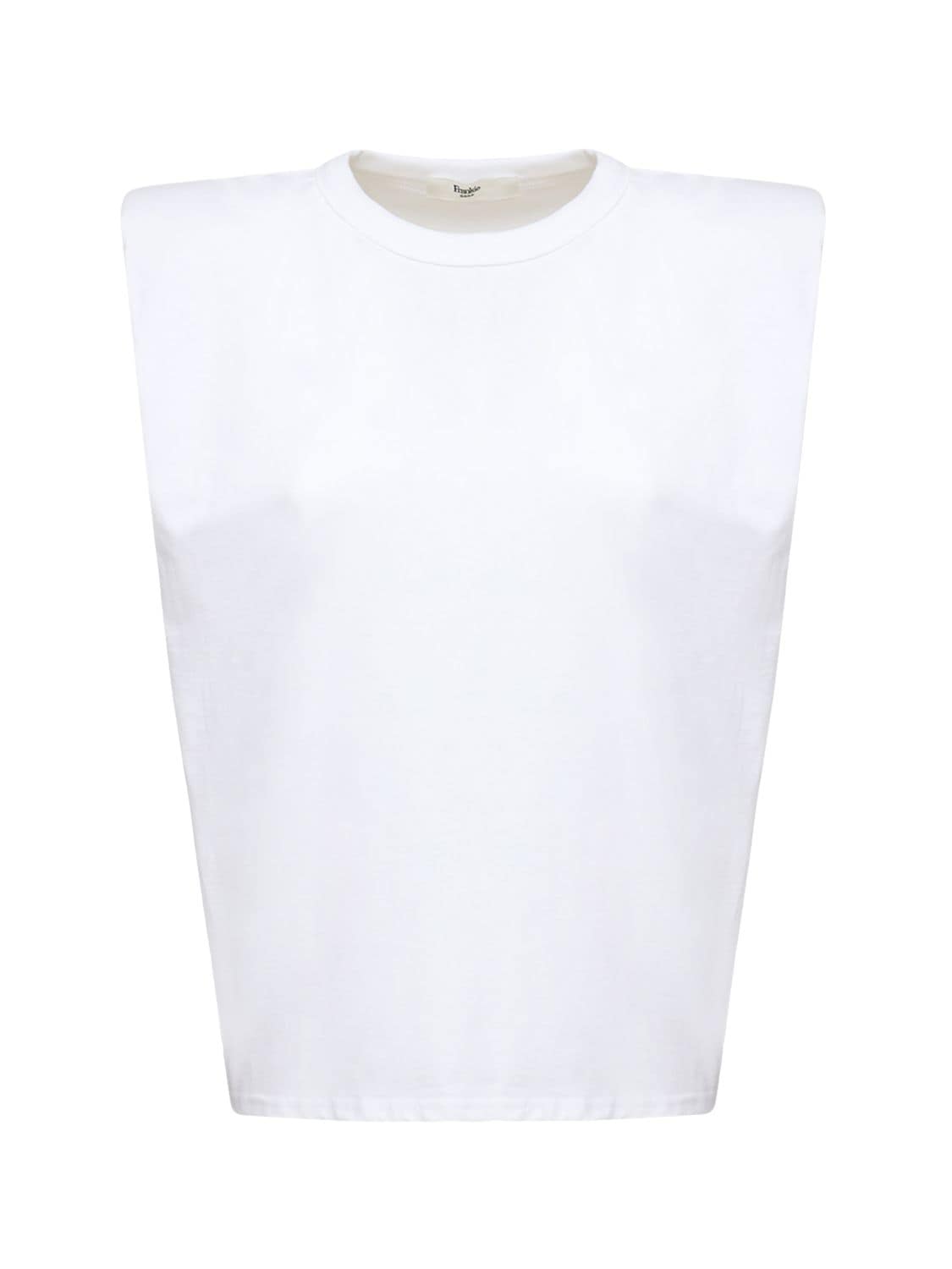 THE FRANKIE SHOP EVA JERSEY T-SHIRT W/ PADDED SHOULDERS,72IXYS010-V0HJVEU1