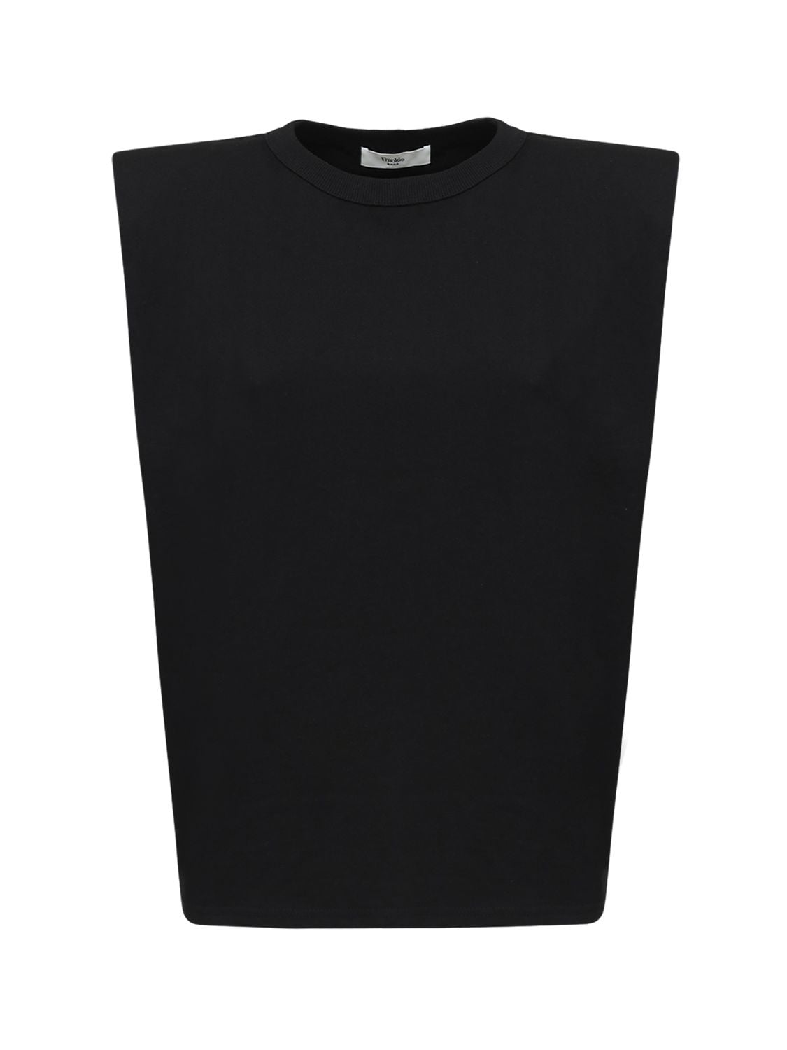 The Frankie Shop Eva Jersey T-shirt W/ Padded Shoulders In Black