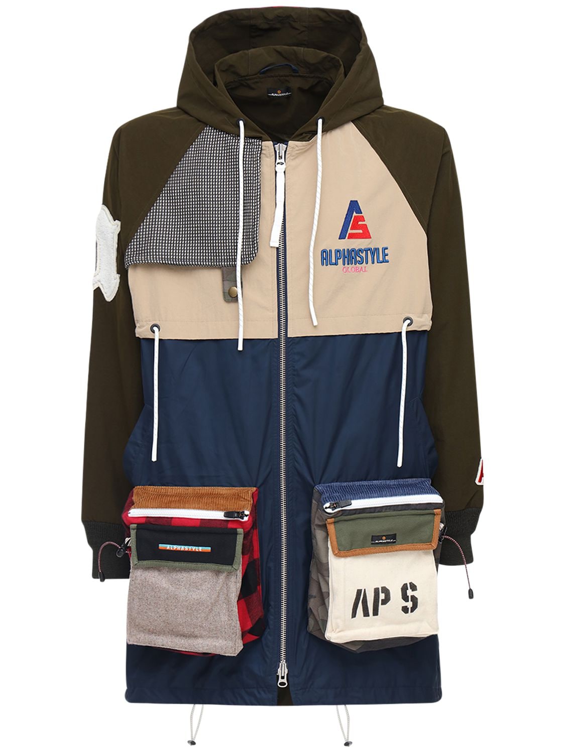 Alphastyle Warblers Patchwork Hooded Utility Parka In Multicolor