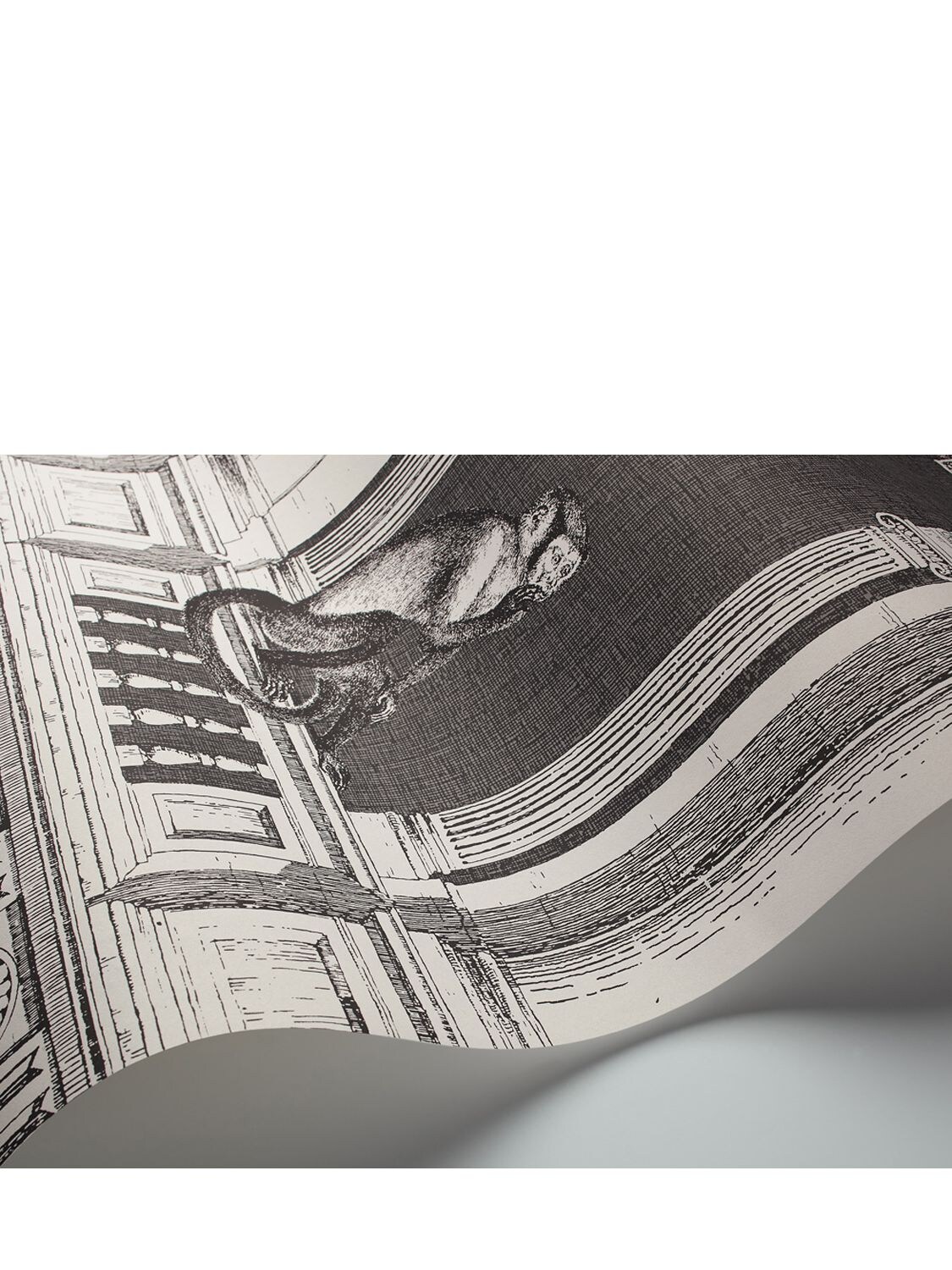 Shop Fornasetti Procuratie & Scimmie Wallpaper In Grey,white