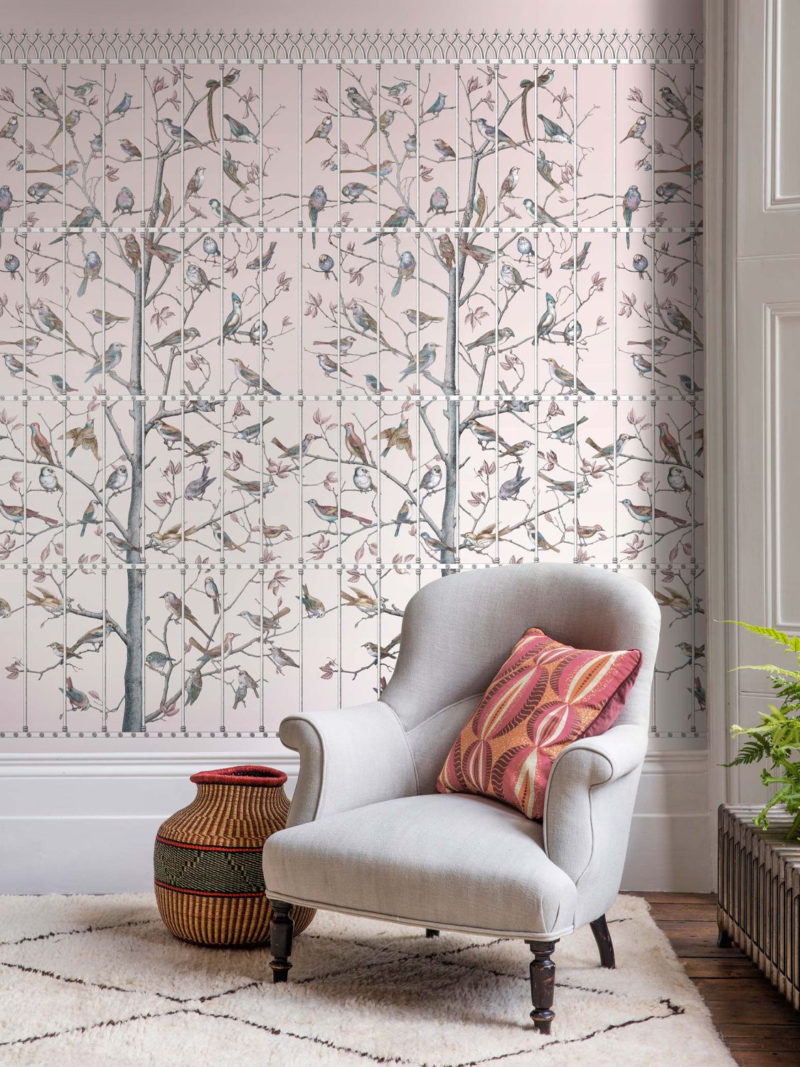 Shop Fornasetti Uccelli Wallpaper In Pink,multi