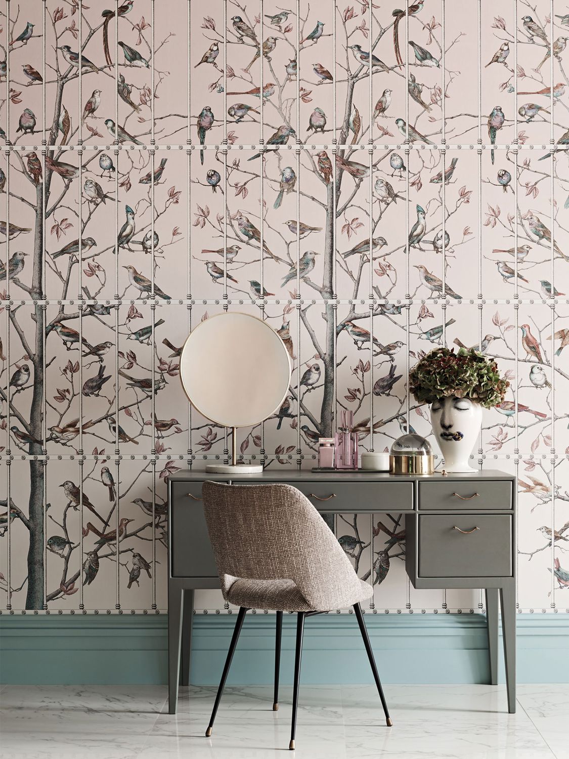 Shop Fornasetti Uccelli Wallpaper In Pink,multi