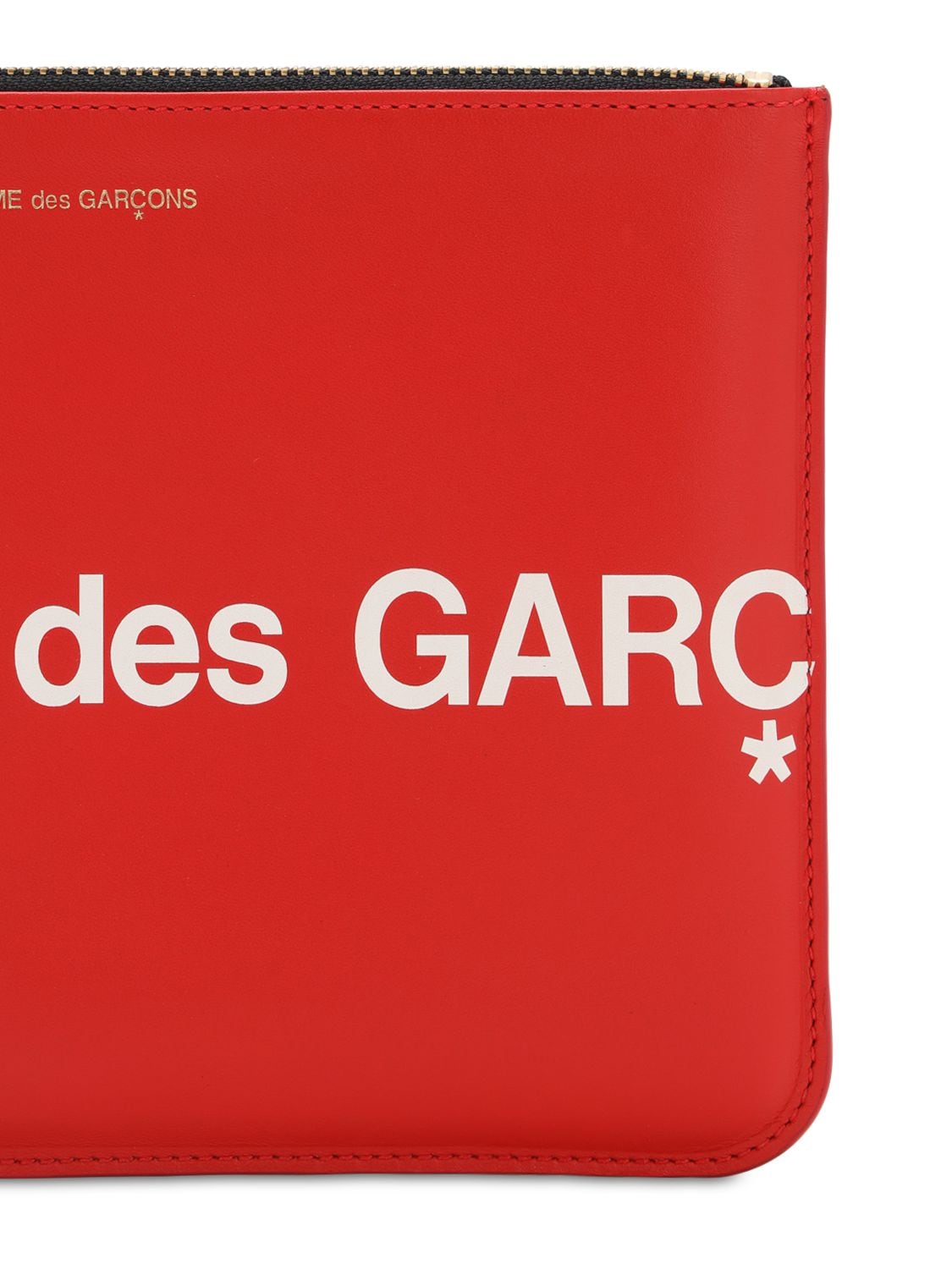 Shop Comme Des Garçons Maxi Logo Leather Pouch In Red