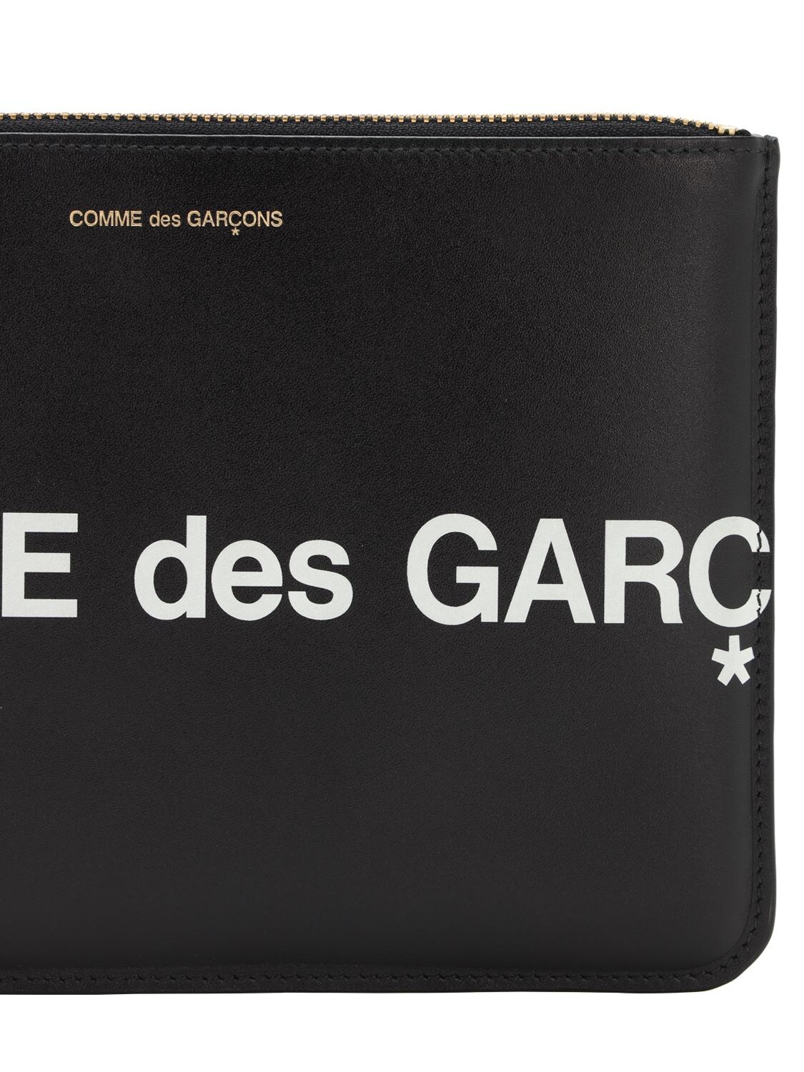 Shop Comme Des Garçons Maxi Logo Leather Pouch In Black