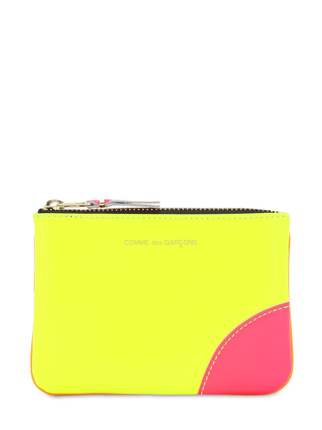 Comme Des Garçons Super Neon Leather Wallet In Yellow