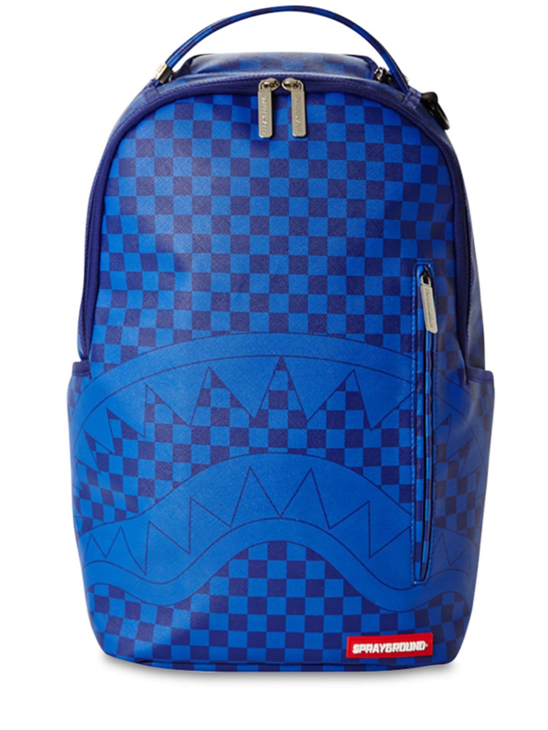 blue checkered backpack