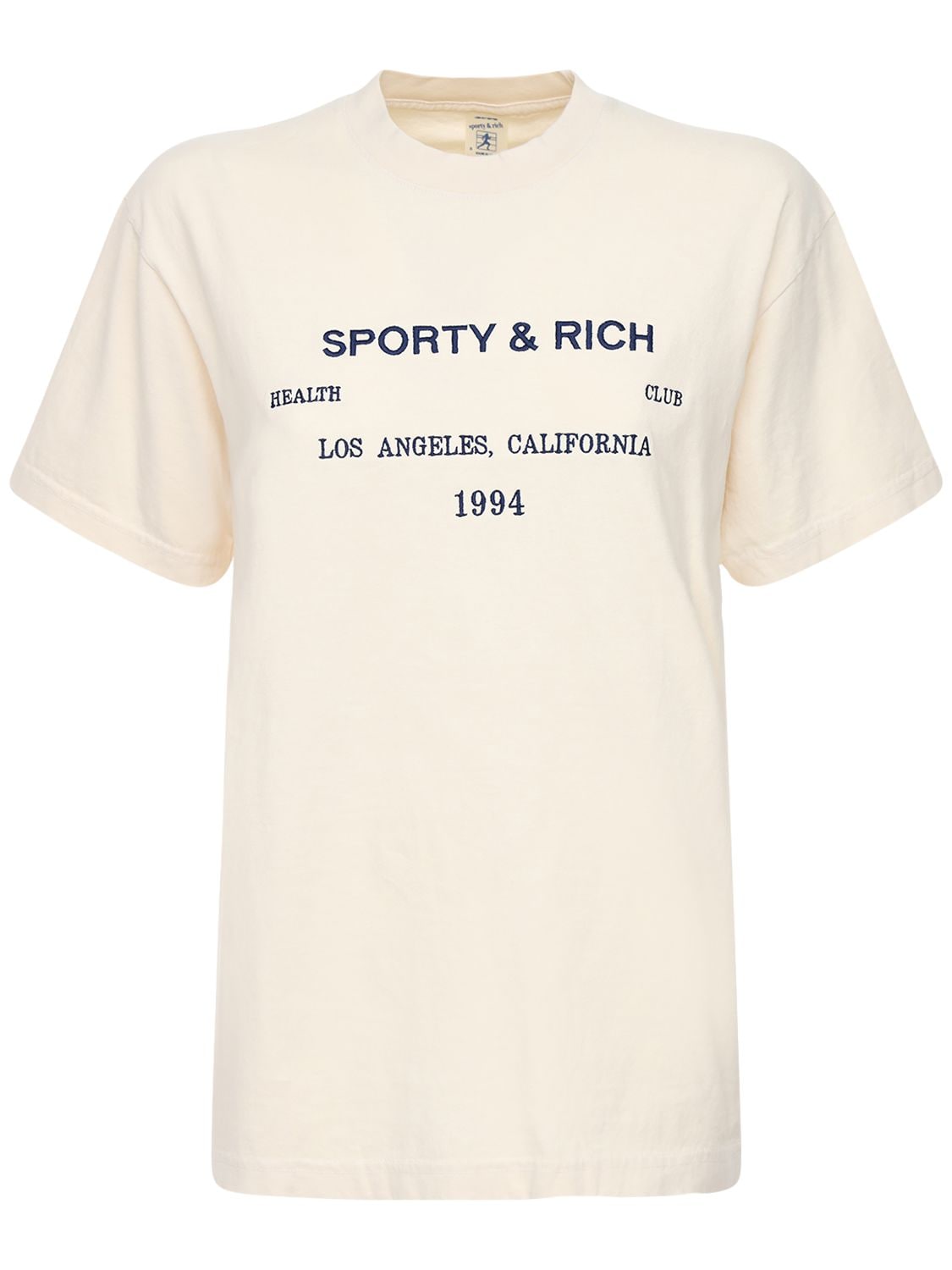 Sporty And Rich Health Club Logo T-shirt Cream In Beige | ModeSens