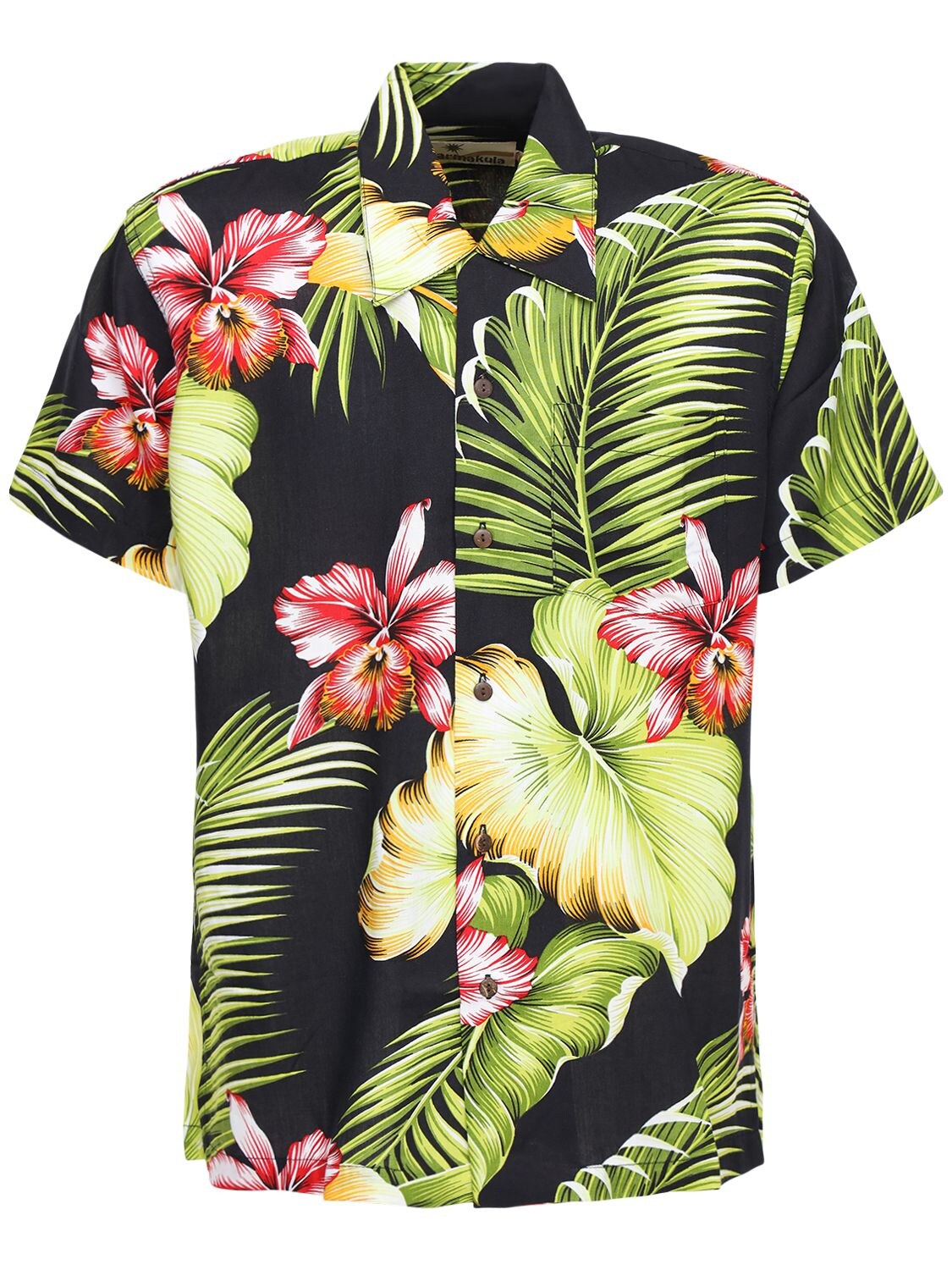 Karmakula Manoa Black Printed Hawaiian Shirt