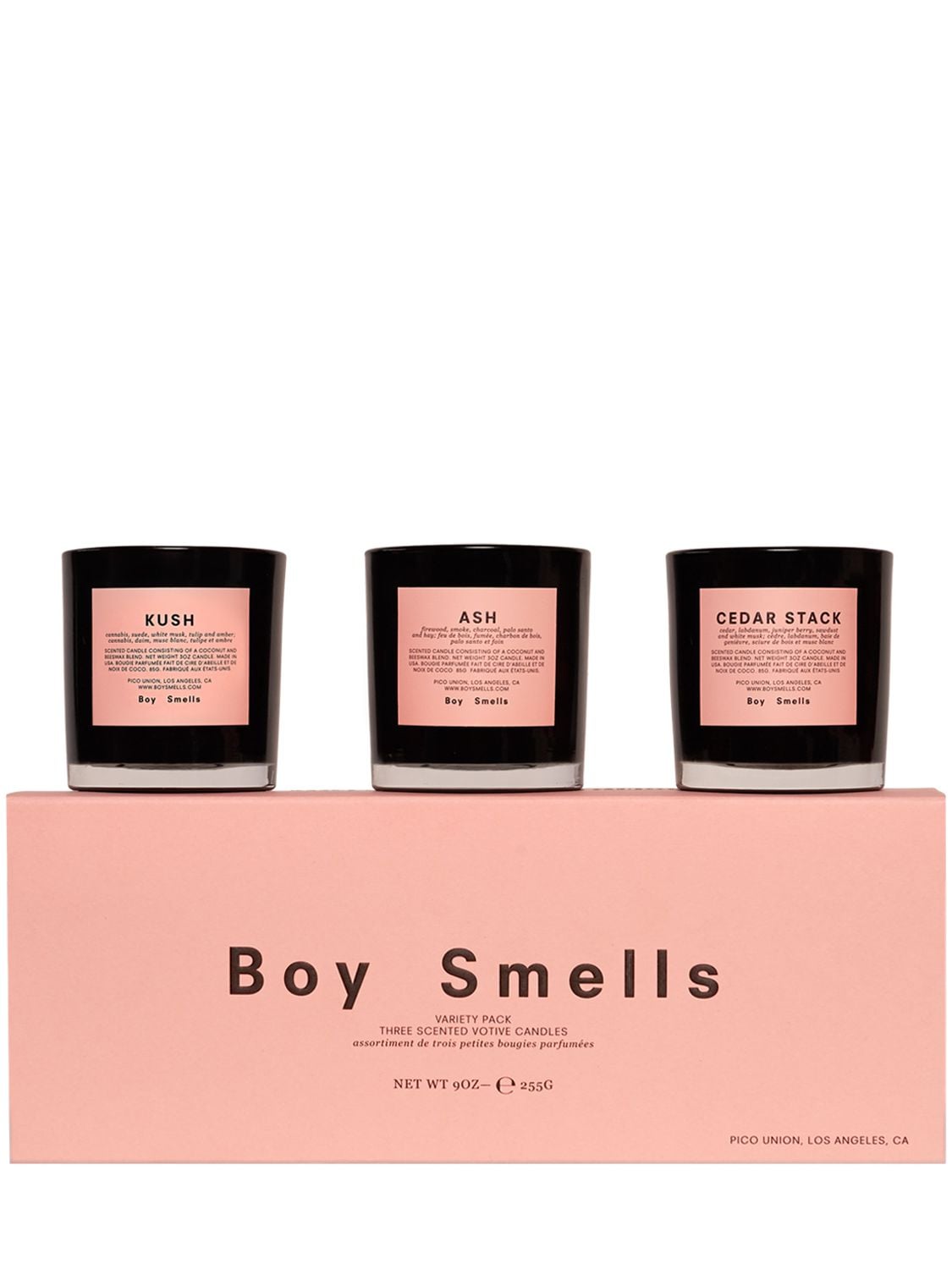 Boy Smells Set Of Three 85g Scented Candles In Transparent