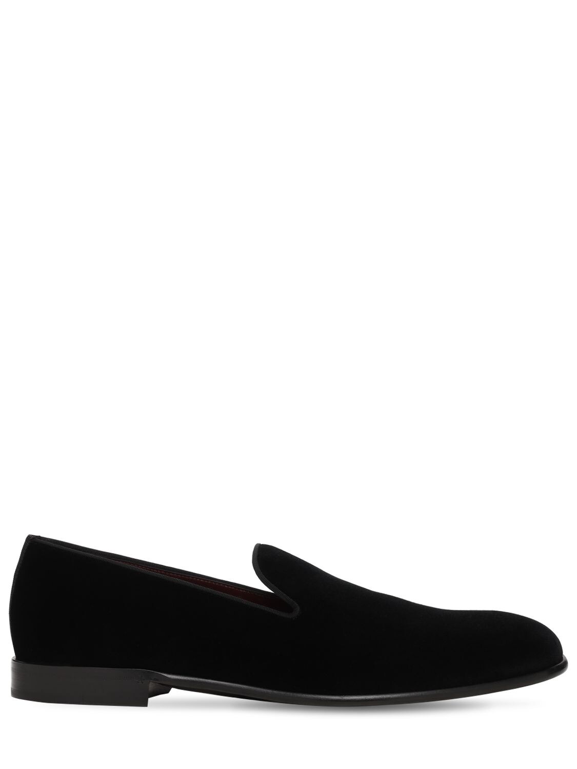 DOLCE & GABBANA “LEONARDO”棉&粘胶纤维天鹅绒乐福鞋,73I012003-ODA5OTK1