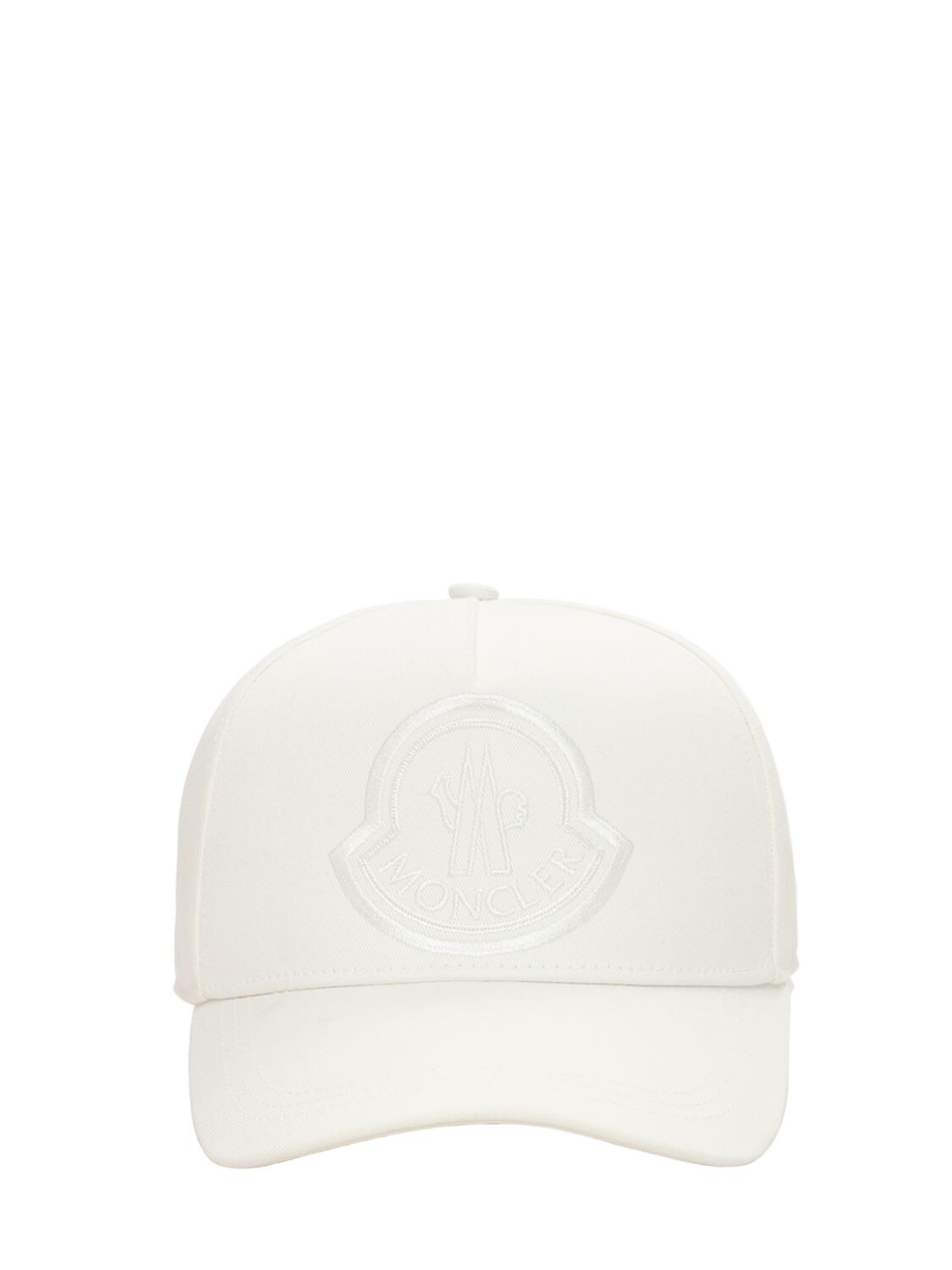 Moncler Logo Cotton Baseball Cap In Ivory
