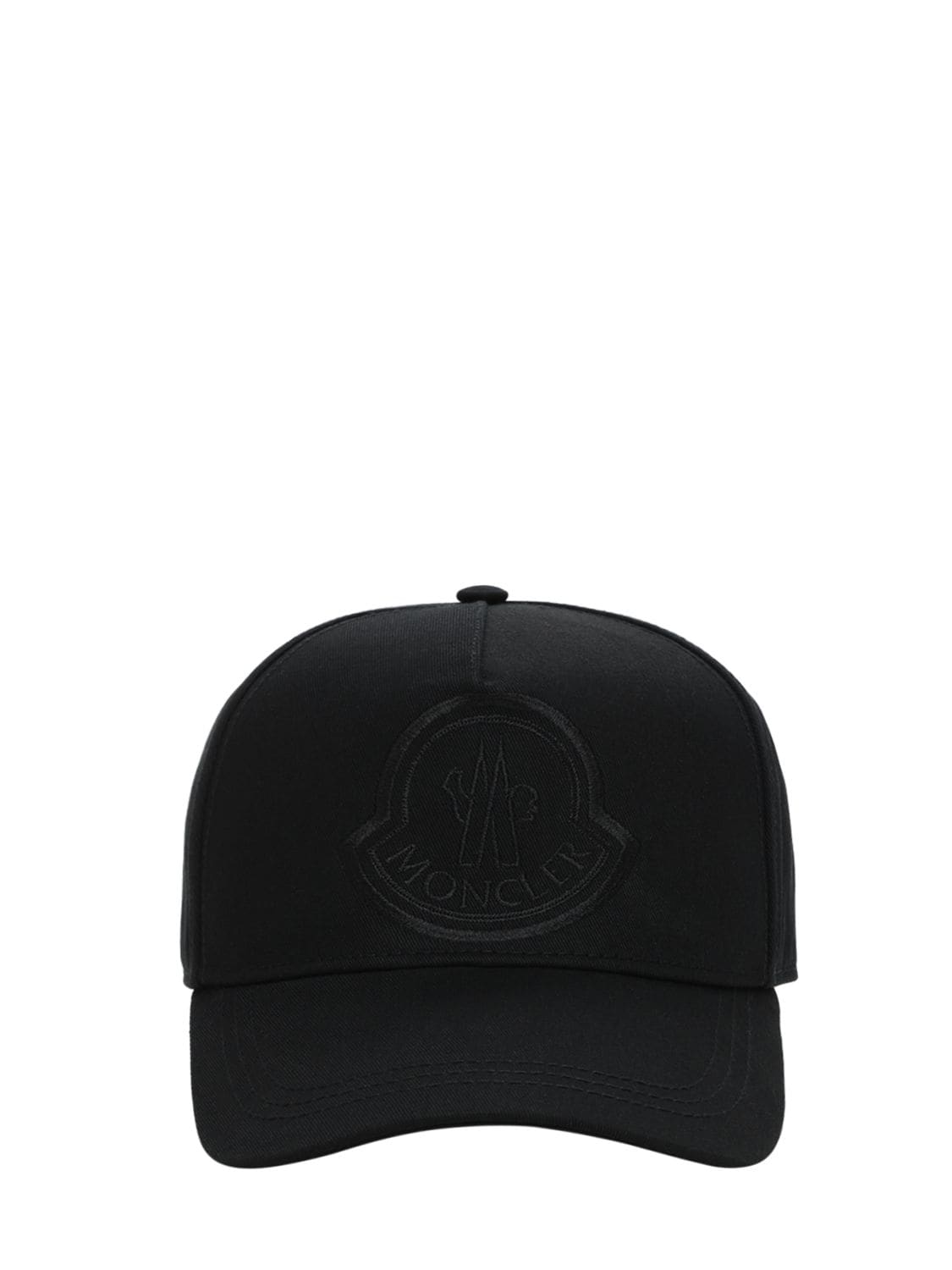 Moncler Logo Cotton Baseball Cap In Black