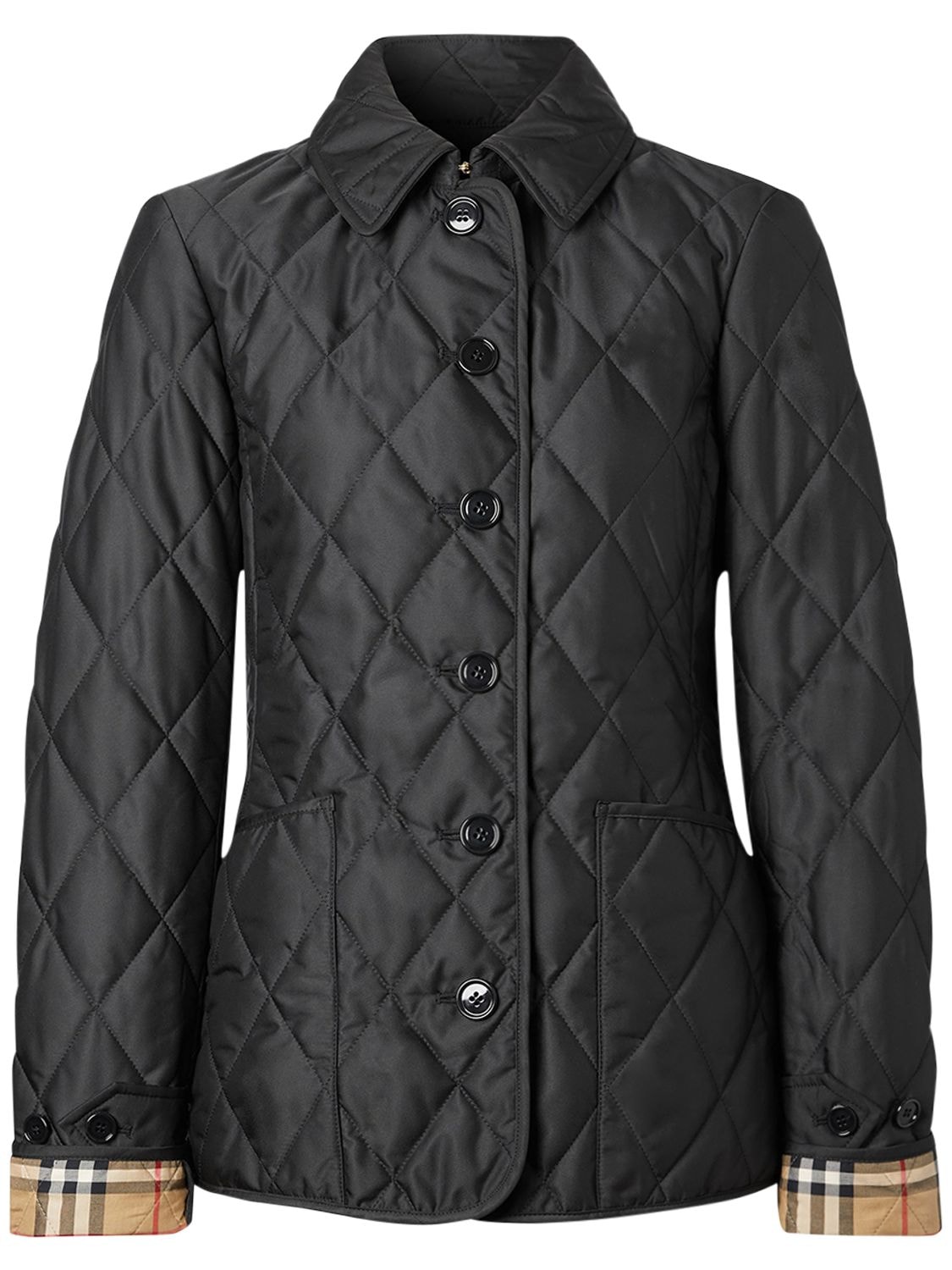 Shop Burberry Fernleigh Quilted Nylon Buttoned Jacket In Black