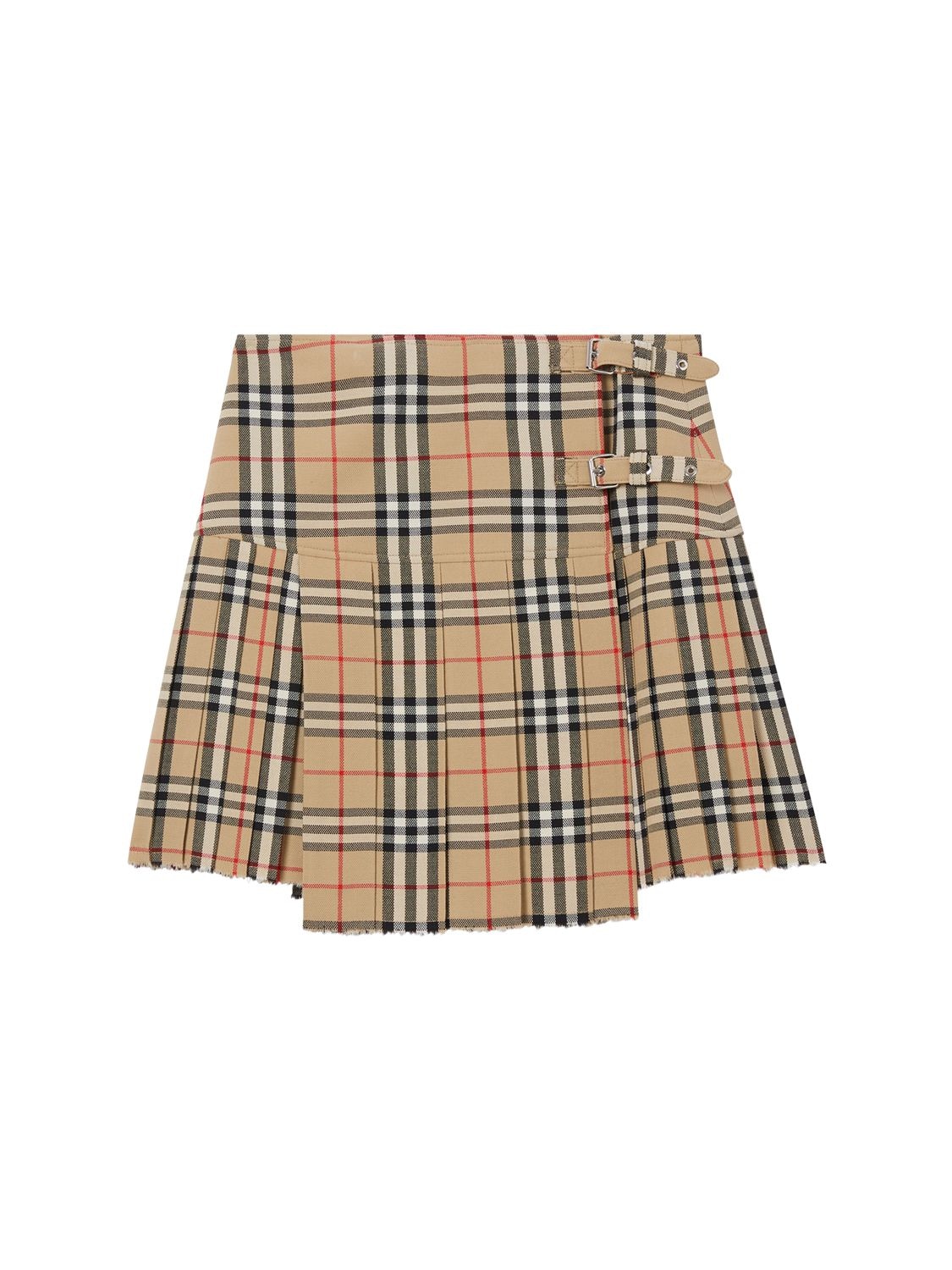 Image of Zoe Wool Printed Check Mini Kilt Skirt
