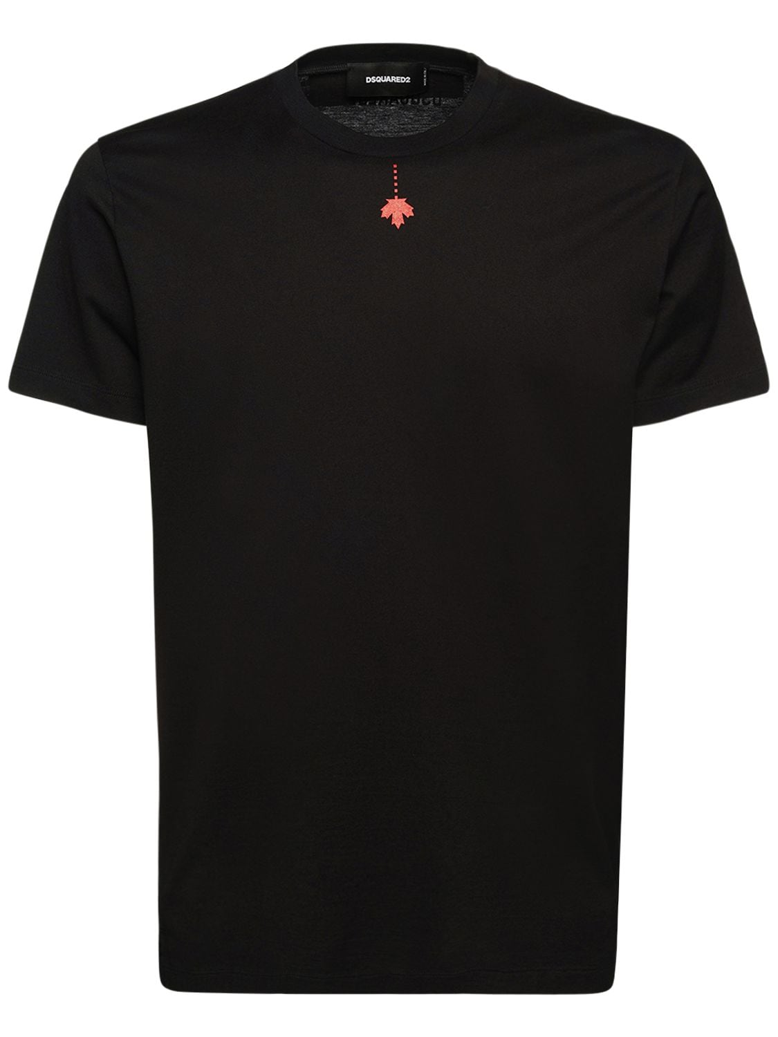 Dsquared2 Leaf Print Cotton Jersey T-shirt In Black