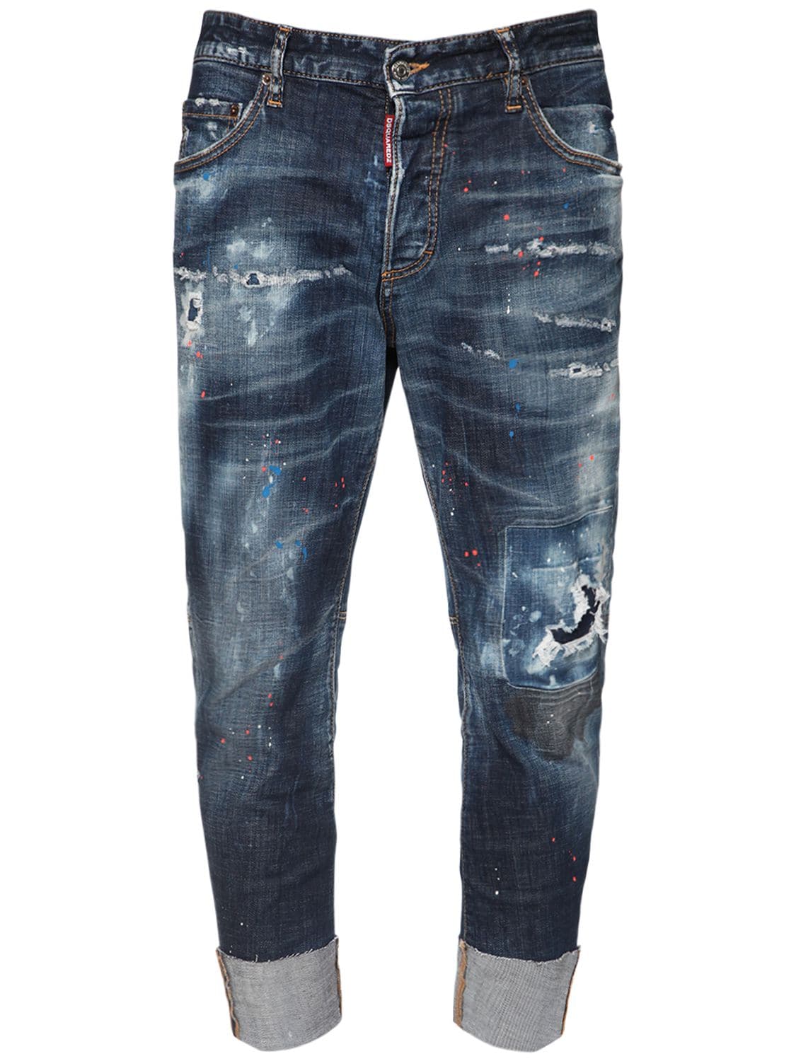 Dsquared2 Sailor Print-spoiled Jeans With Rips In Blue