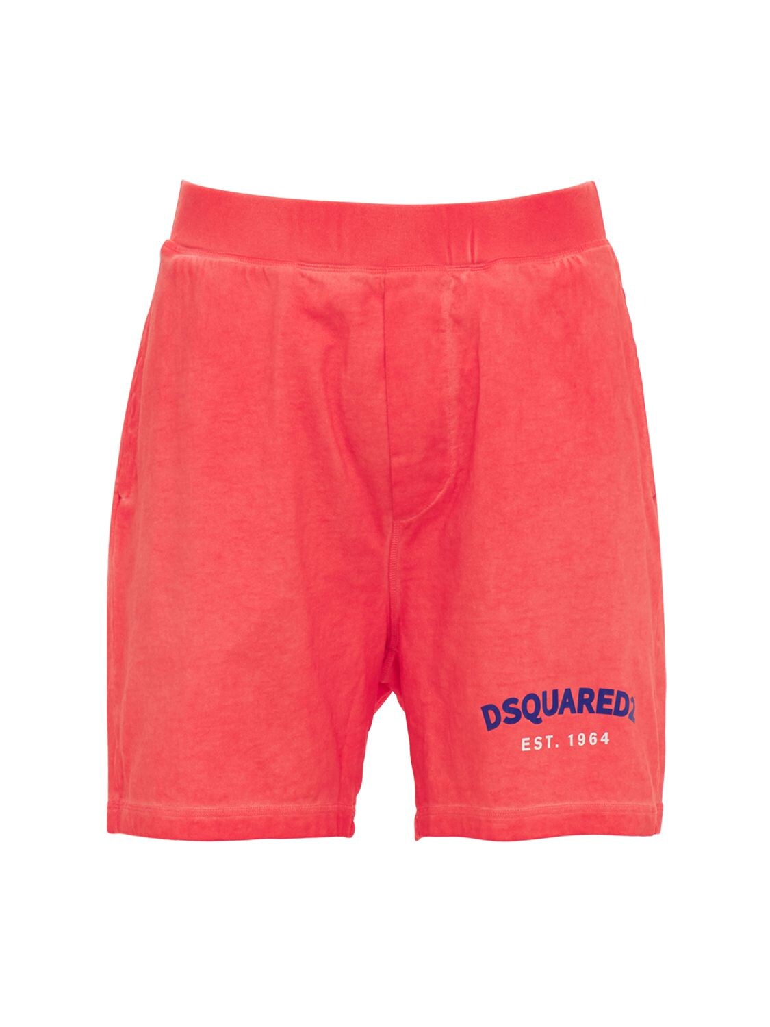 Dsquared2 Oversize Logo Print Cotton Jersey Shorts In Pink