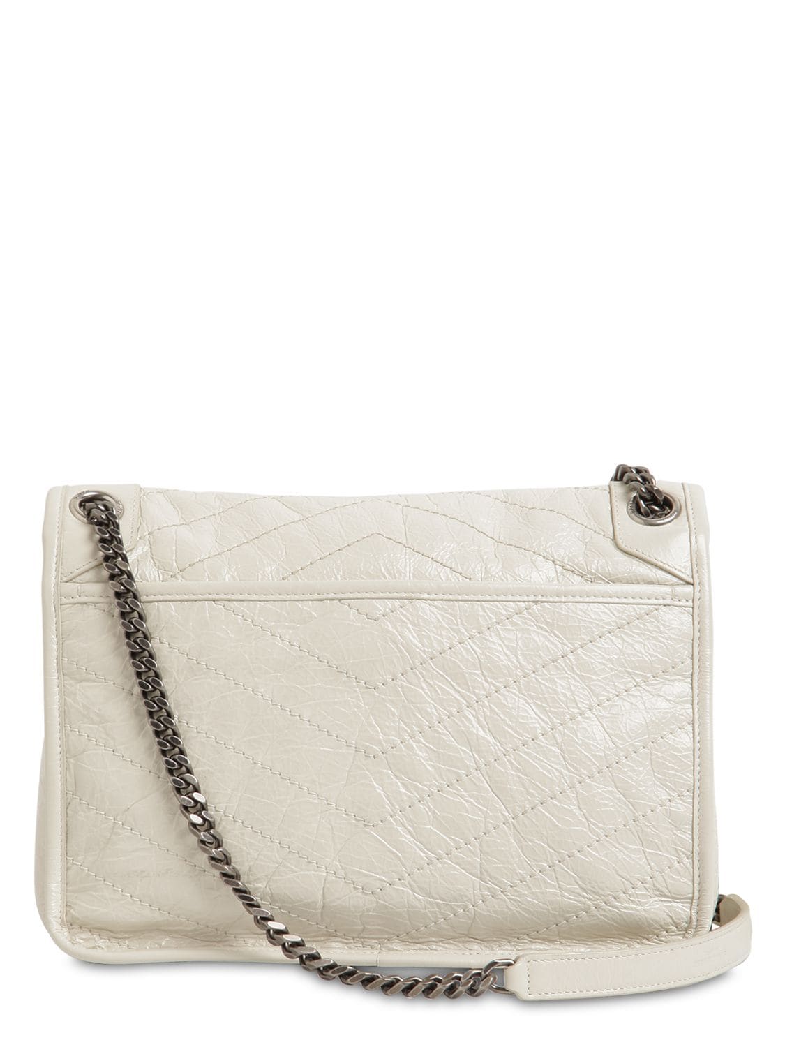 Shop Saint Laurent Medium Niki Vintage Leather Shoulder Bag In Blanc Vintage
