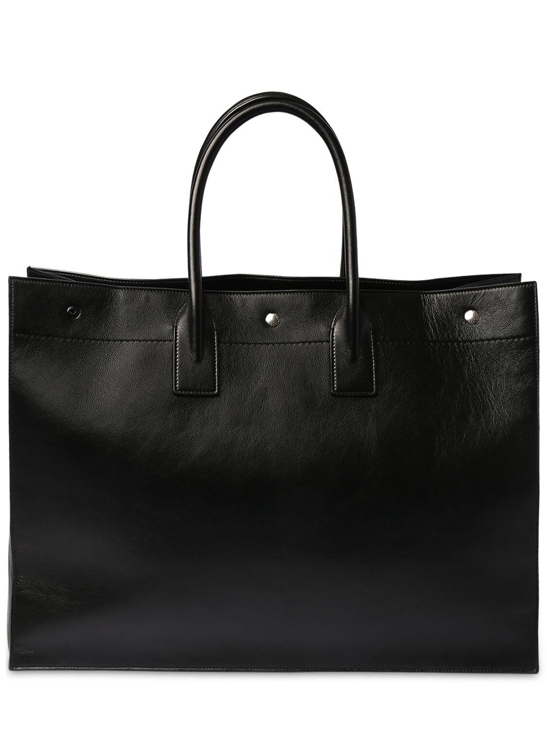 Shop Saint Laurent Large Rive Gauche Leather Tote Bag In Black